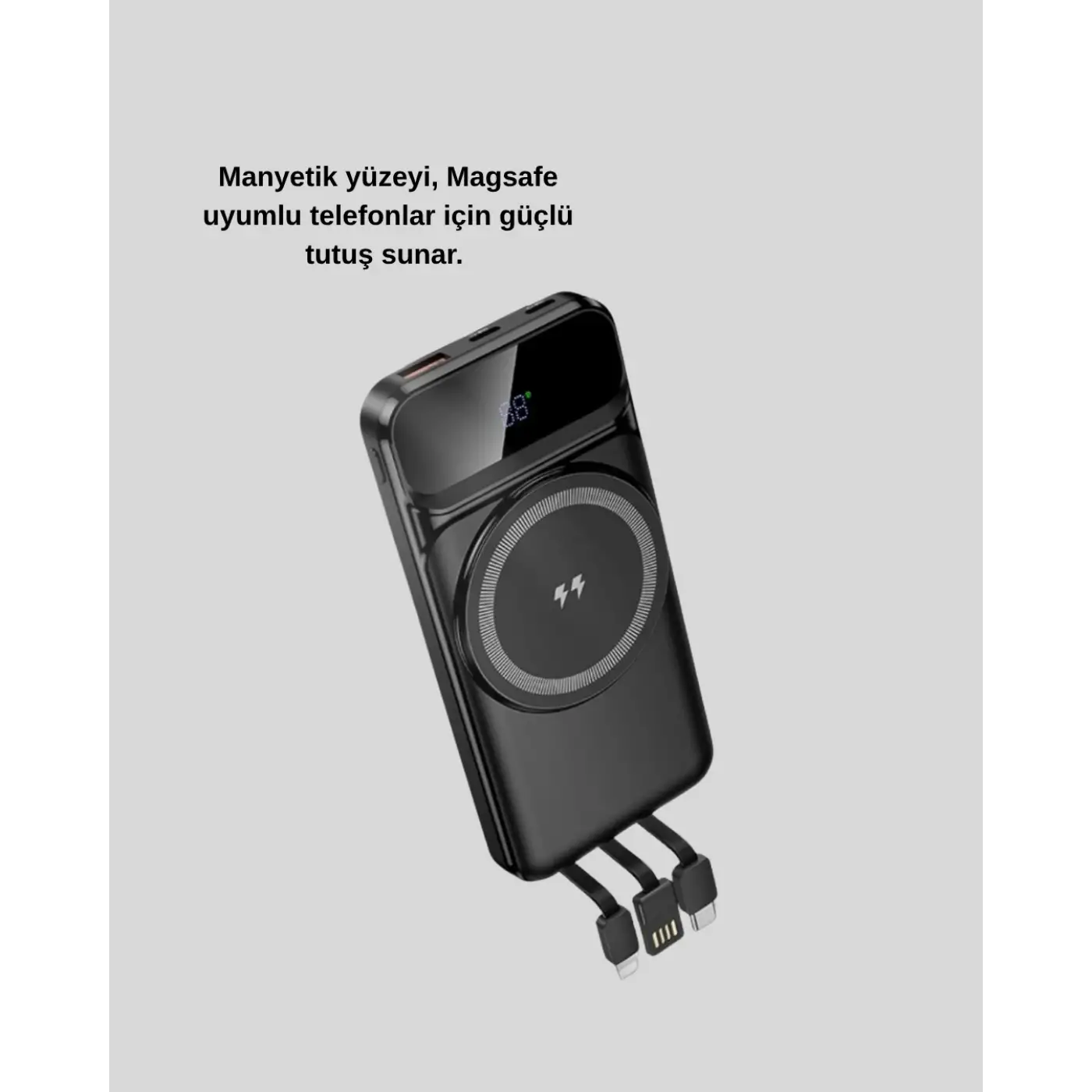 10000 mAh Kablosuz Powerbank – 15W Hızlı Şarj,  Type-C Çoklu Çıkışlı