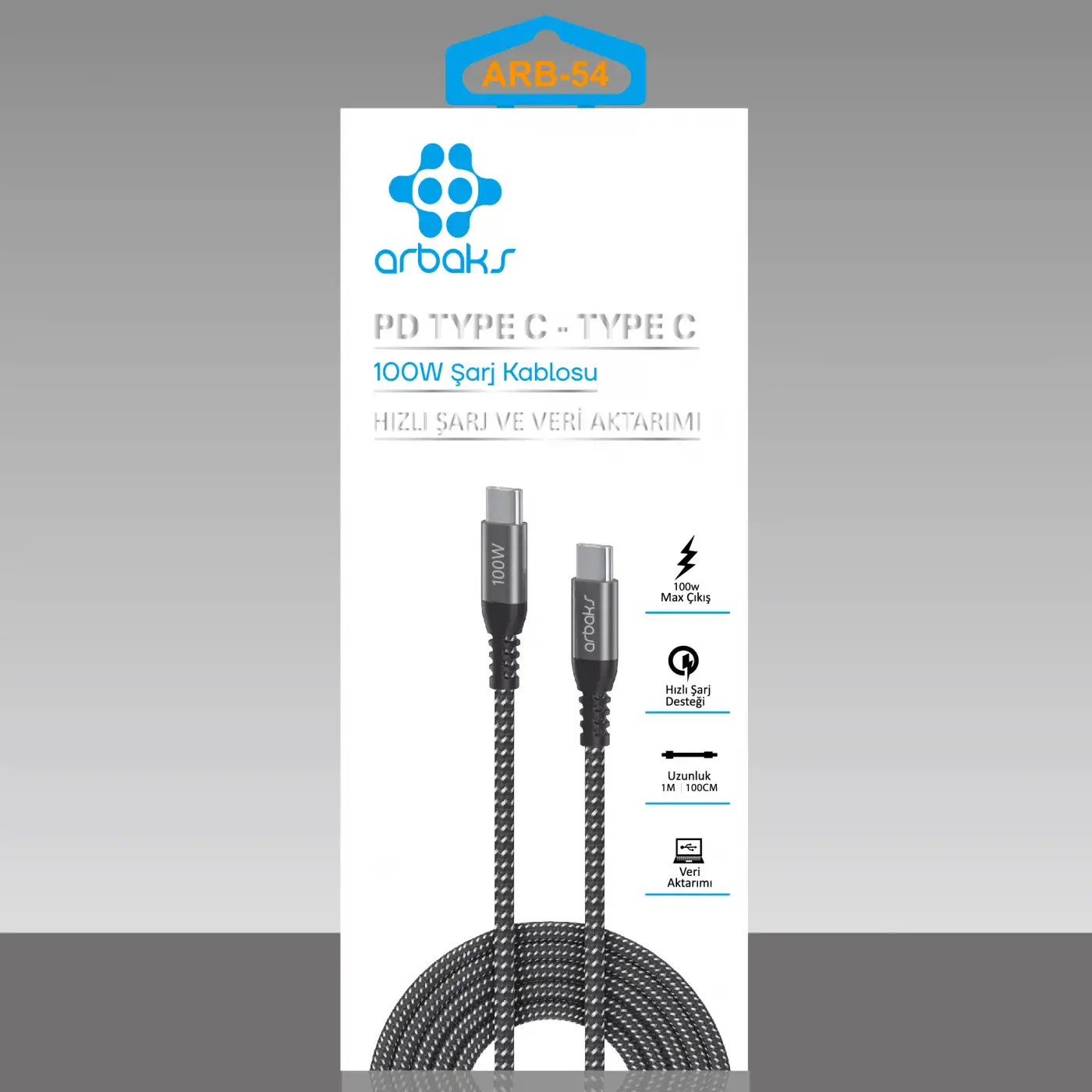 100W PD TYPE-C TYPE-C Şarj Kablosu Arbaks ARB-54