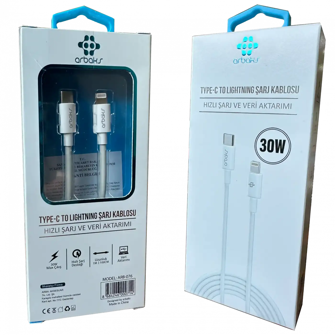 100W PD TYPE-C TYPE-C Şarj Kablosu Arbaks ARB-54