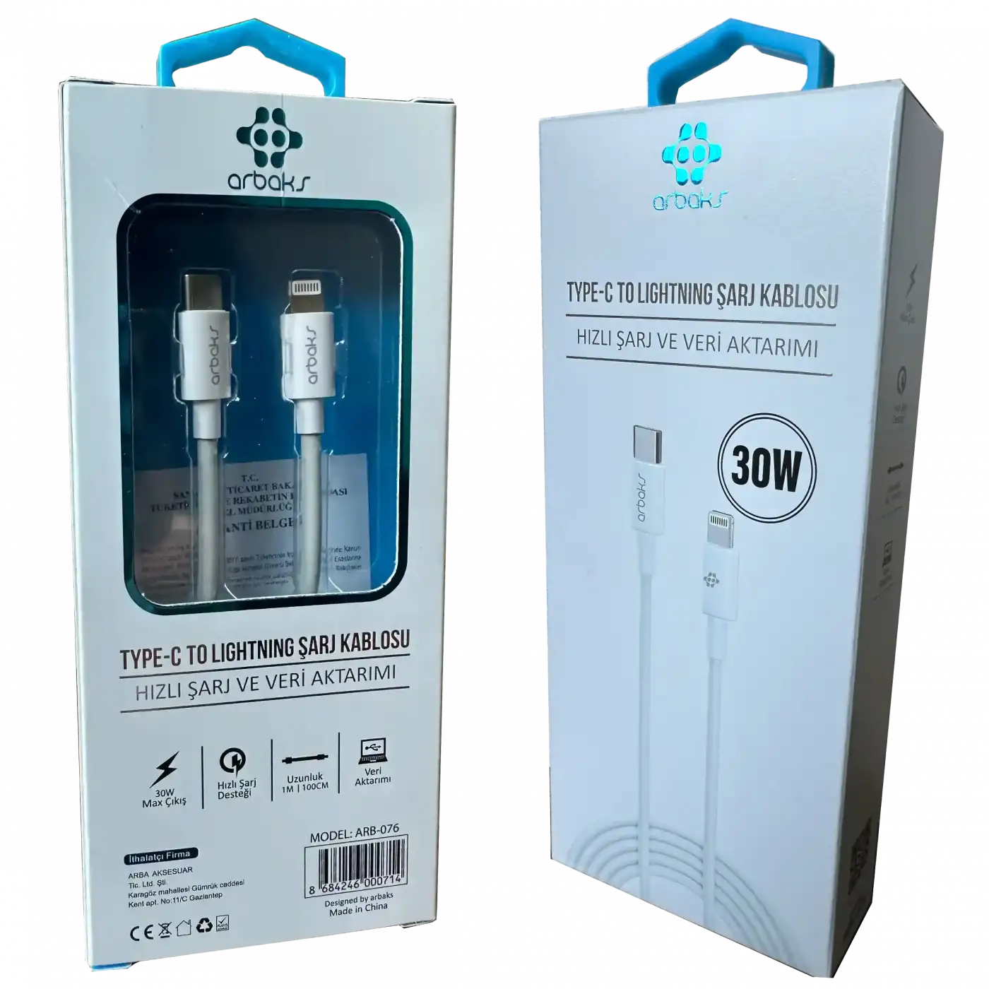 100W PD TYPE-C TYPE-C Şarj Kablosu Arbaks ARB-54