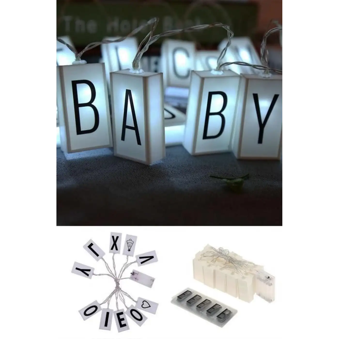 10lu Lightbox Işıklı Harf Mesaj Panosu Dekoratif  Harf Işık Zinciri