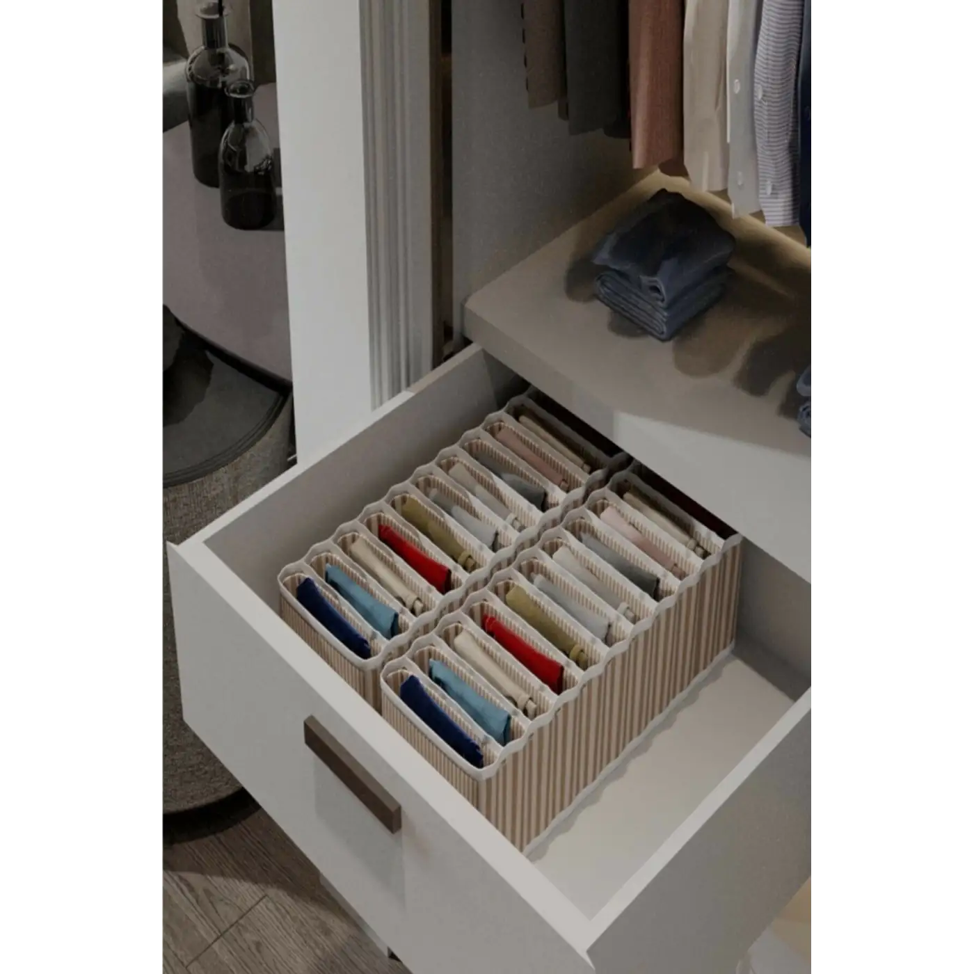 11 Bölmeli Dolap ve Çekmece Içi Düzenleyici Akordiyon Organizer M-00500 (1 Adet)