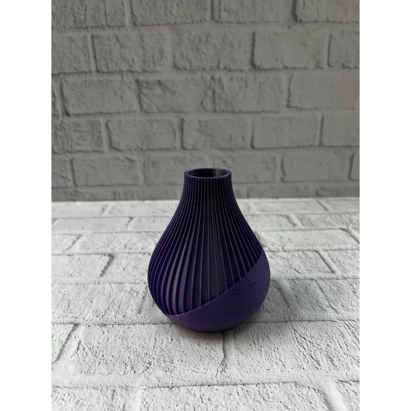 11 cm Mor Minimal Çizgili Vazo Masa Üstü Şık Dekor Objesi