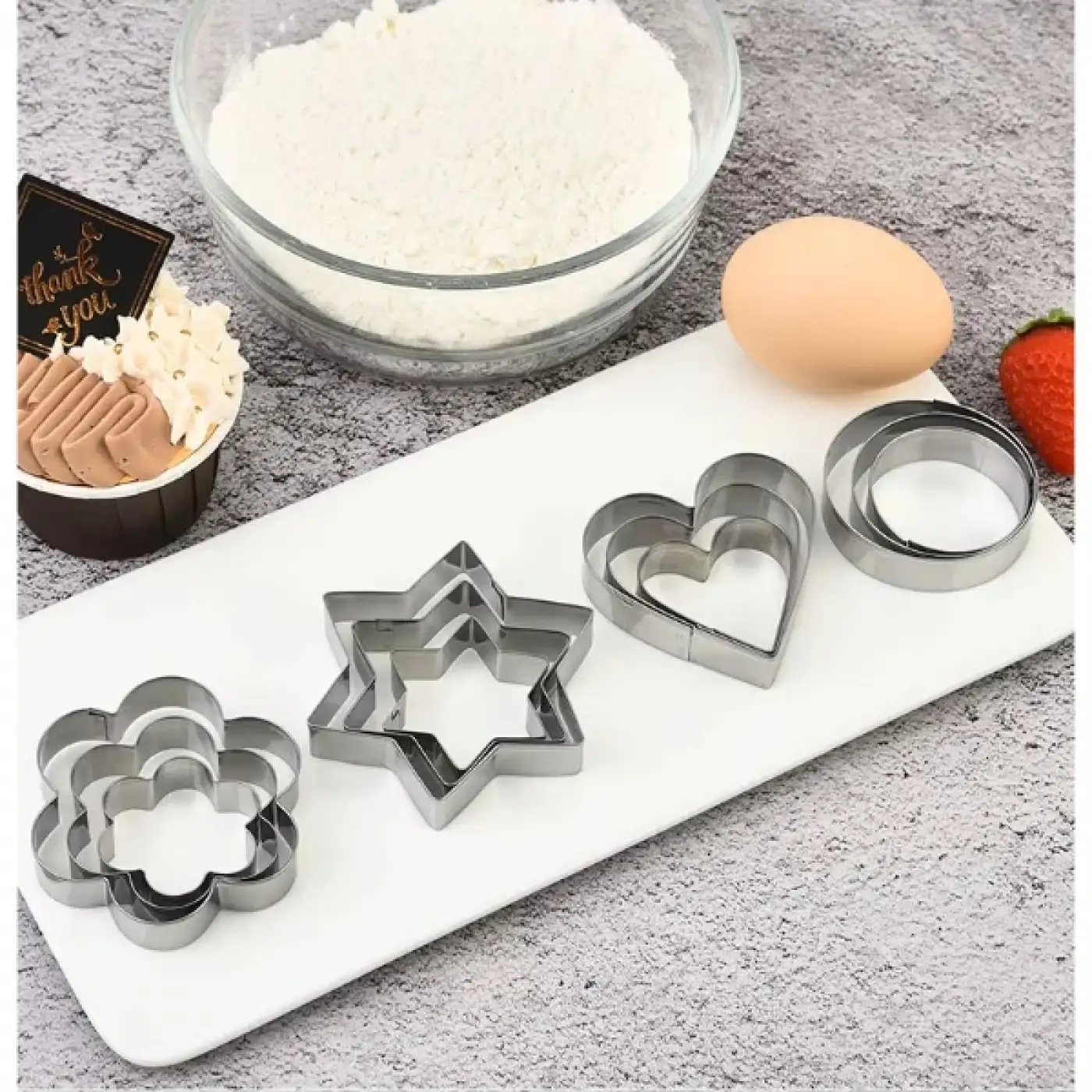 12 Adet Paslanmaz Çelik Kurabiye Kalıbı Seti