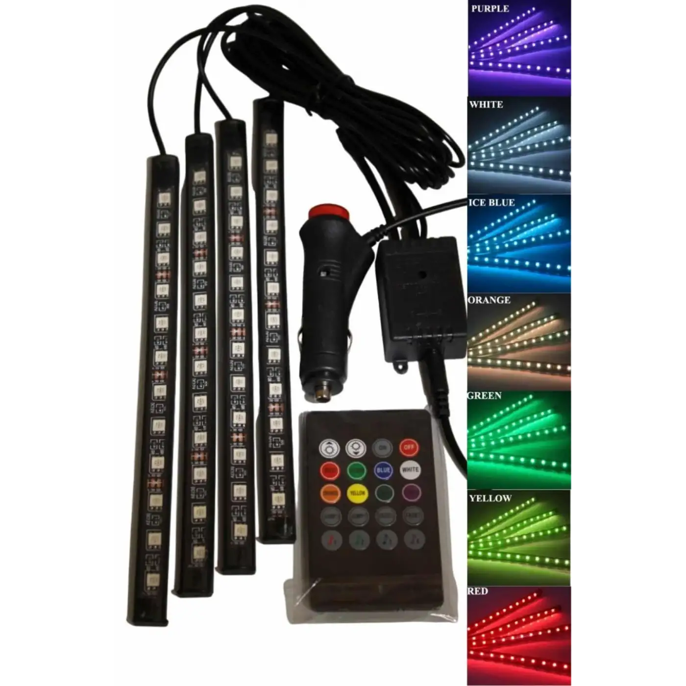 12Lİ Şerit Led Işık RGB Sese ve Müziğe Duyarlı Araç İçi Ayak Altı