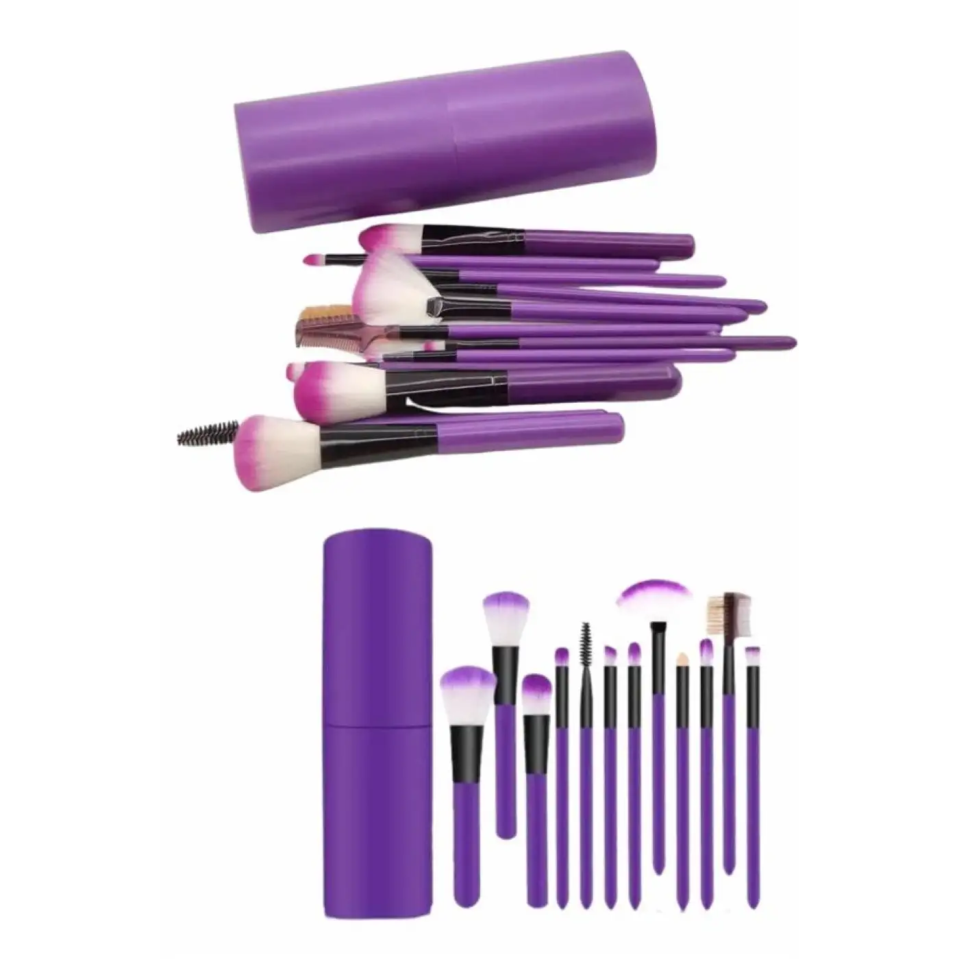 12 Parça Makyaj Fırça Seti Profesyonel Fondöten Allık Far Kontür Fırçası