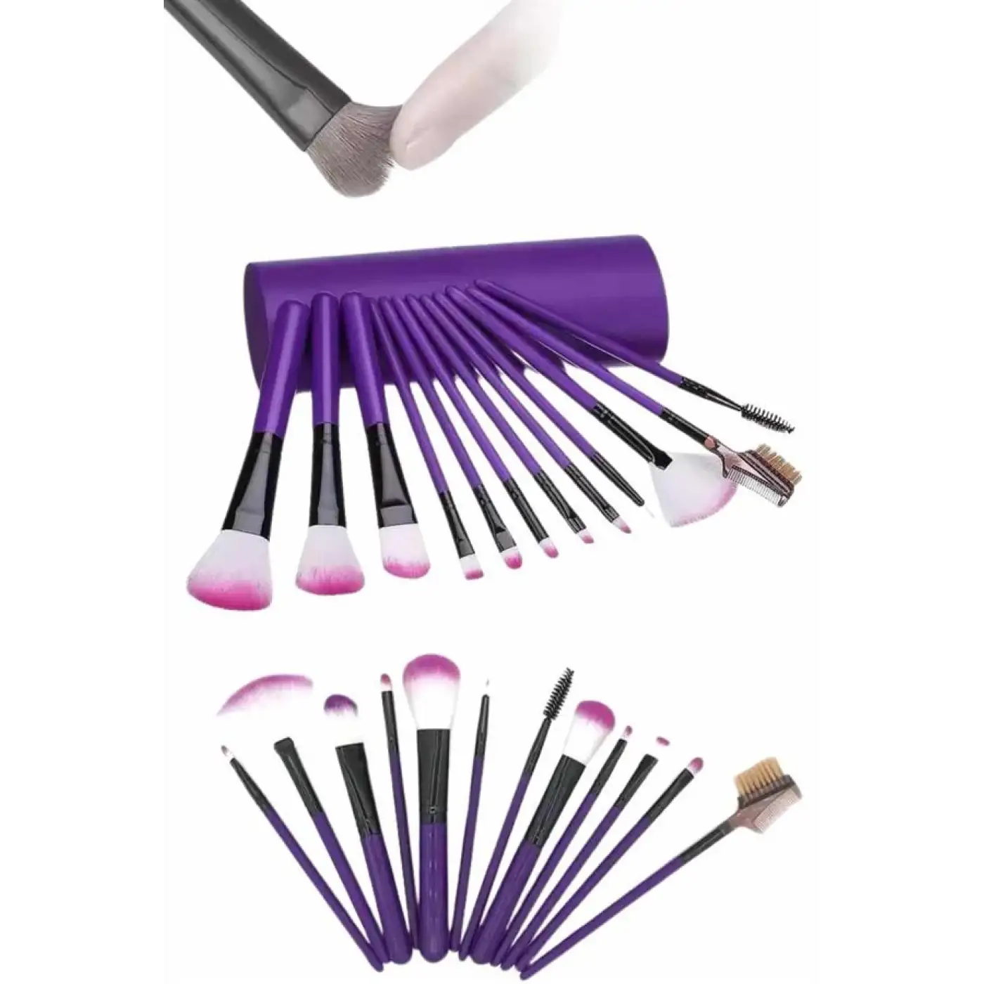 12 Parça Yumuşak Uçlu Makyaj Fırça Set-Göz ve Yüz Makyajı İçin Fırça Seti Profesyonel Makyaj Seti