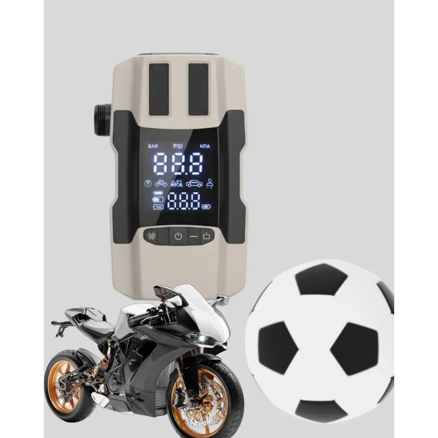 12.000 mAh Akü Takviye Powerbank Dahili Hava Pompalı Dijital Ekranlı