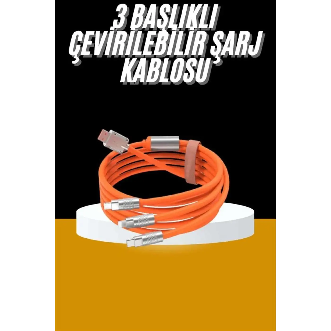 120W 3 İn 1 Uyumlu Silikon Şarj Kablosu Hızlı Şarj Kablosu