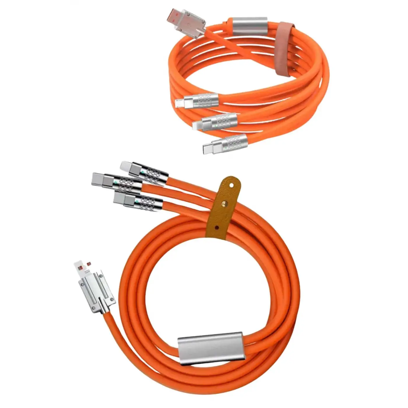 120W 3 İn 1 Uyumlu Silikon Şarj Kablosu Hızlı Şarj Kablosu