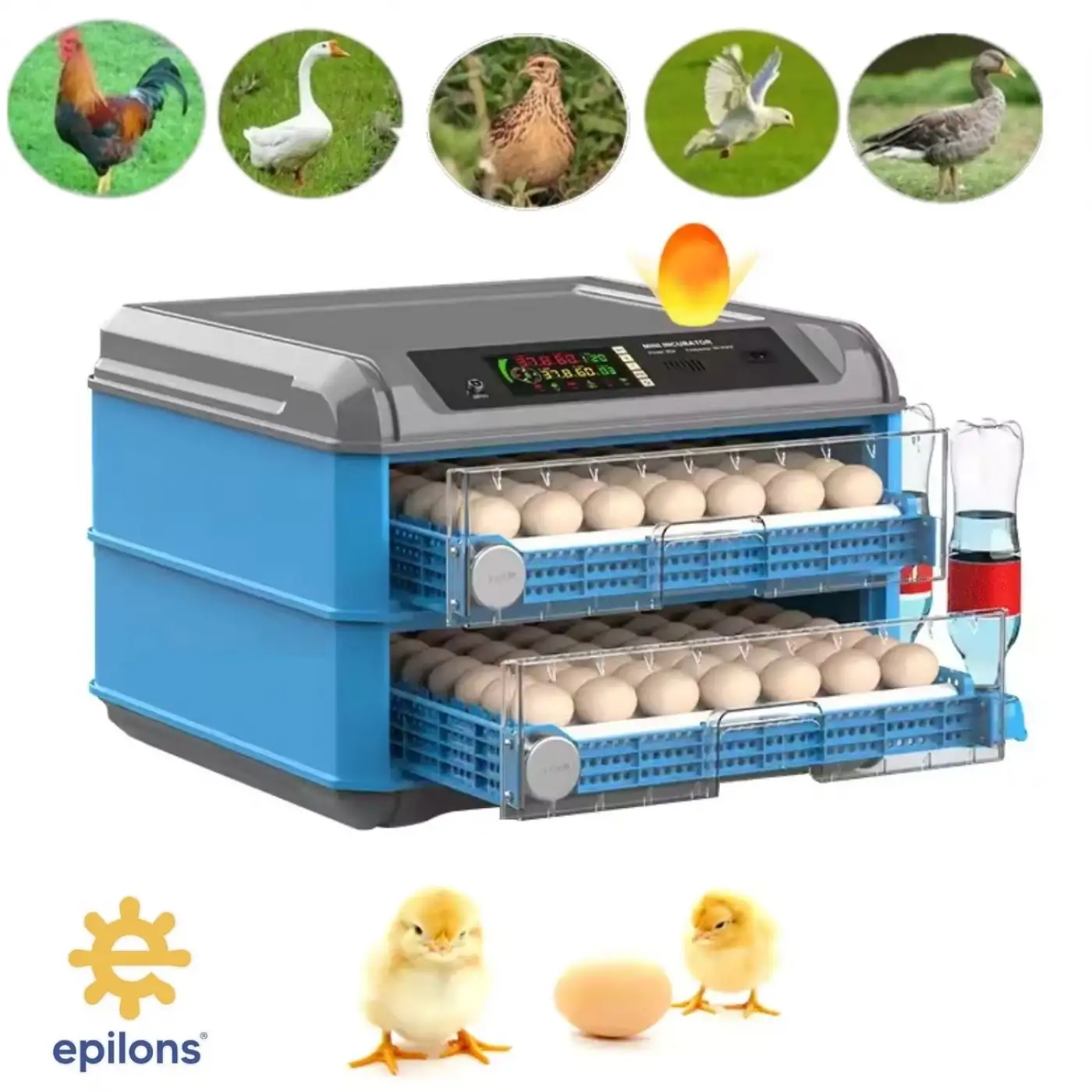 Tam Otomatik 128 Yumurta Kapasiteli Kuluçka Makinesi - Civciv Kaz Hindi Ördek Yetiştiriciliği Wifi Kamera Hediyeli