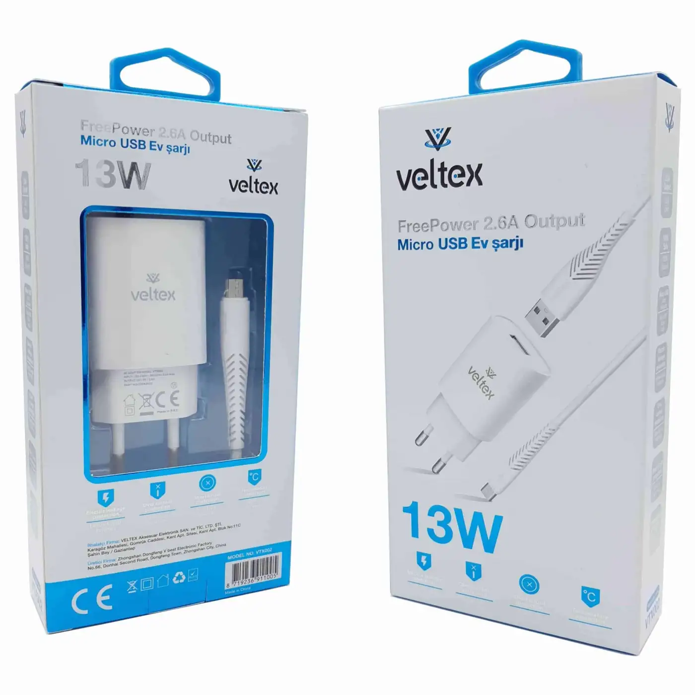 13W 2.6A Micro Şarj Aleti Veltex VTX-002