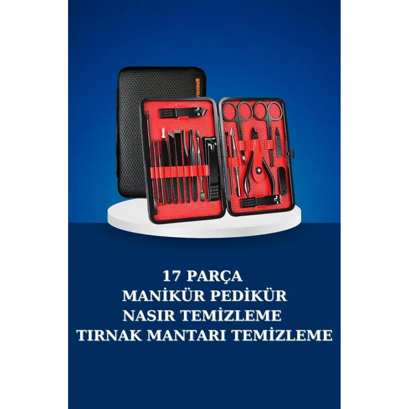 17 Parça Manikür Seti Taşınabilir Özel Çantalı El ve Ayak Bakımı Tırnak Batığı Temizleme