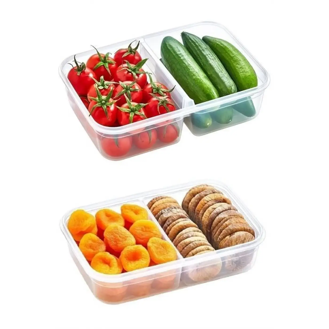 2 Bölmeli Sızdırmaz Contalı Kilitli Kapaklı 1 Litre Erzak Saklama Kabı -lc505