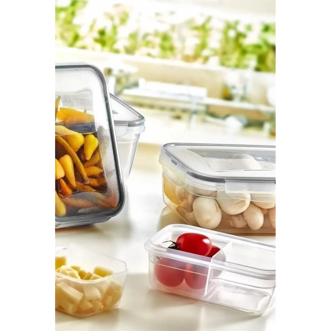 2 Bölmeli Sızdırmaz Contalı Kilitli Kapaklı 1 Litre Erzak Saklama Kabı -lc505