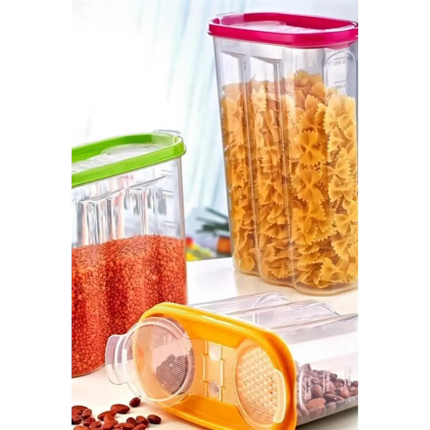 2 Kapaklı Ölçekli Erzak Kuru Gıda Saklama Kutusu Kabı 2,4 Litre-sa940