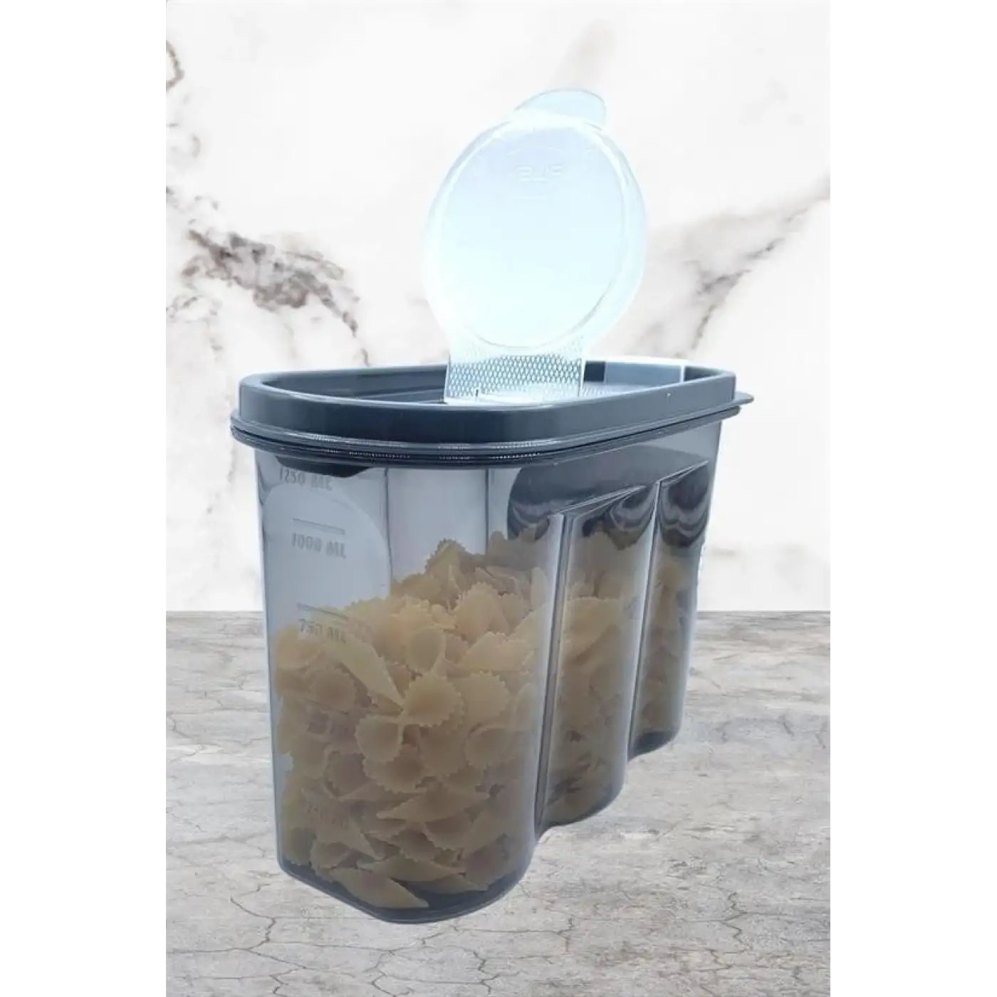 2 Kapaklı Ölçekli Erzak Saklama Kabı - 1,2 Litre - Sa930