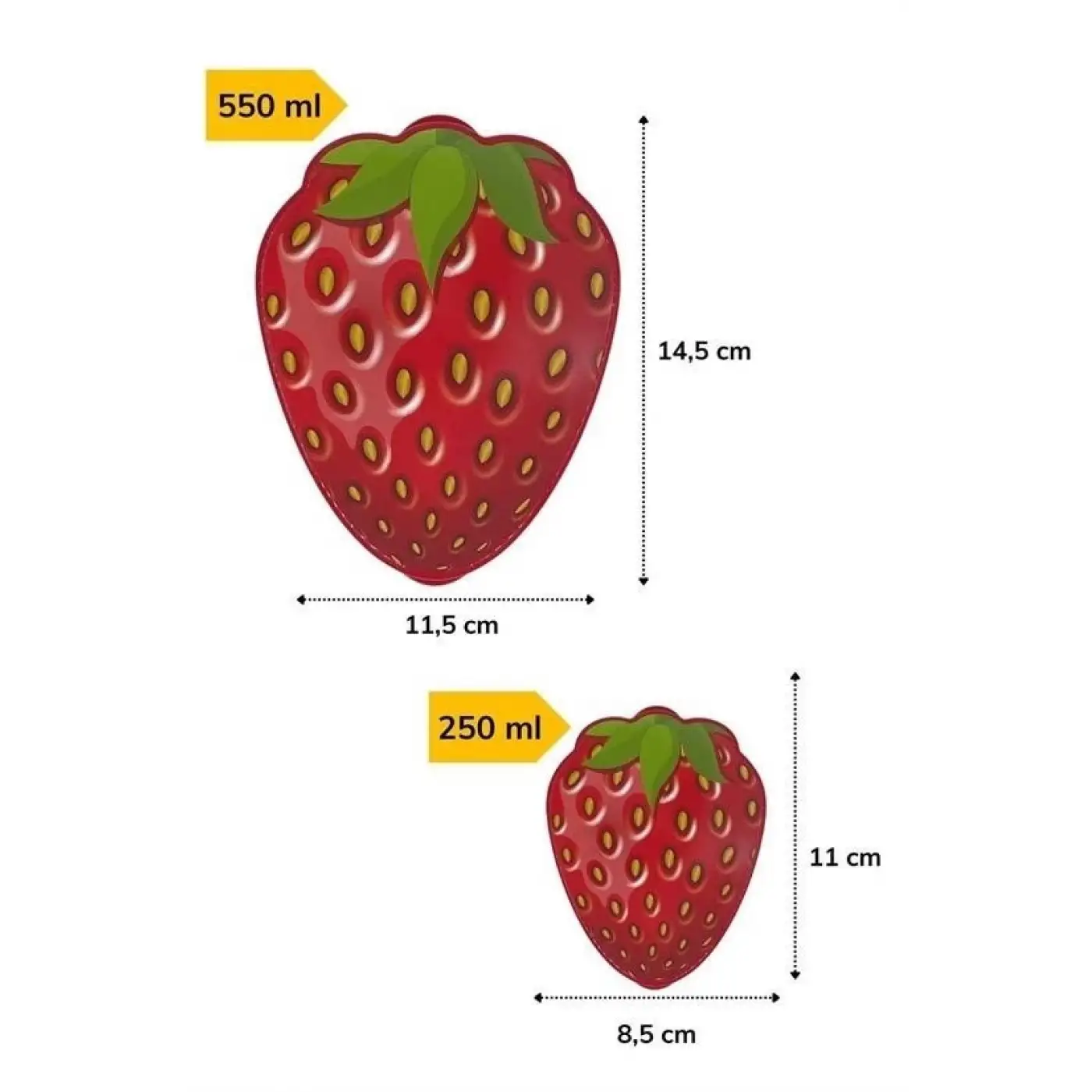 2li İç İçe Geçebilen Çilek Model Saklama Ve Beslenme Kabı Seti (550 Ml + 250 Ml)