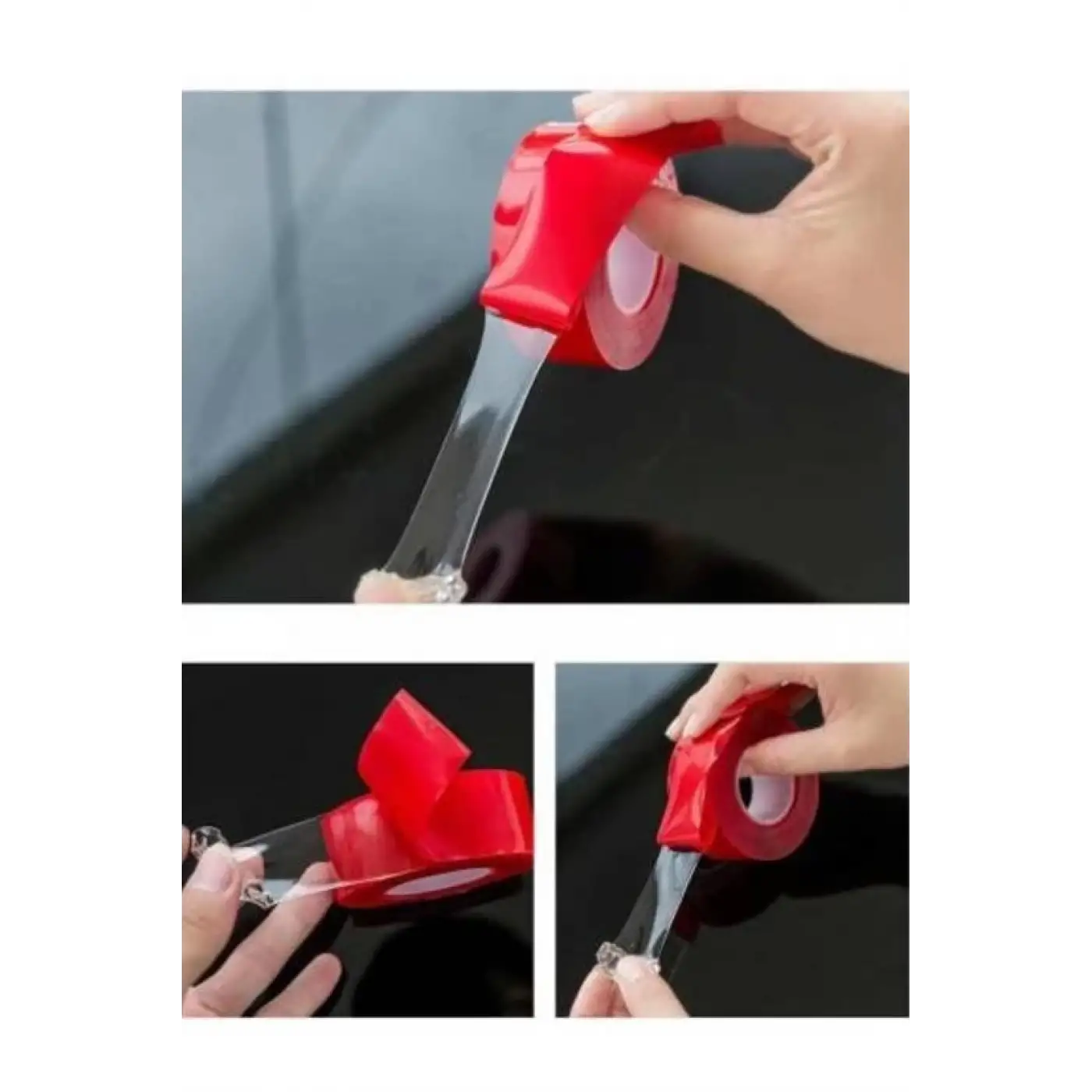 2 Metre Güçlü Yapışkanlı Çift Taraflı Slikon Pratik Şeffaf Bant