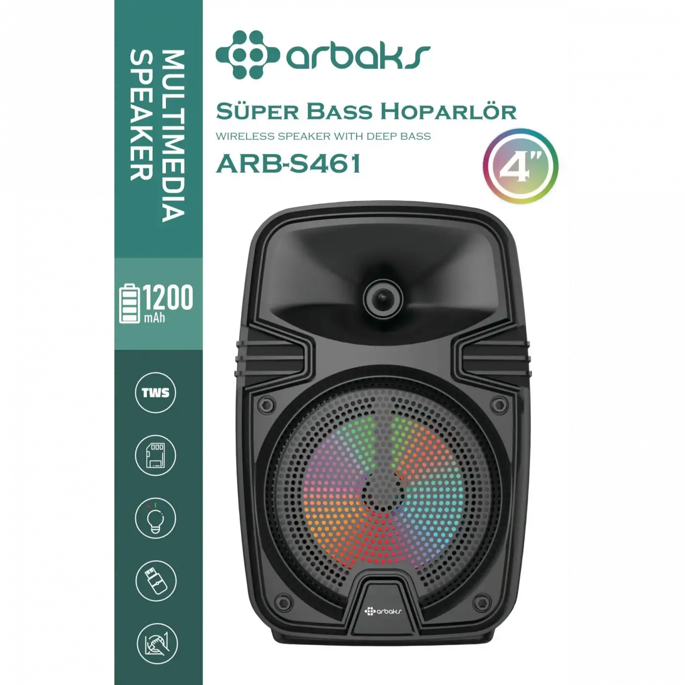 21 CM Bluetooth Super Bass Höparlör Arbaks ARBS461