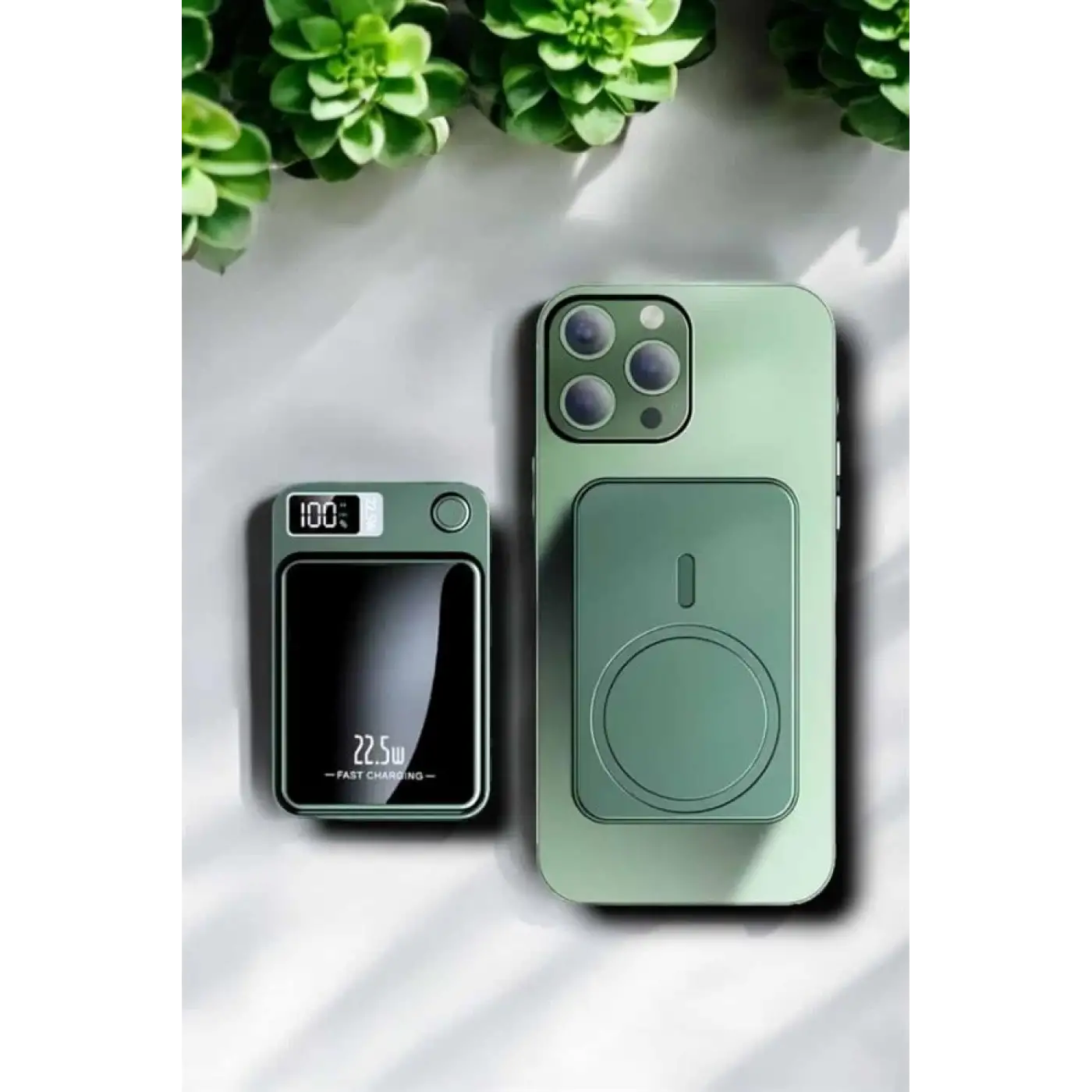 22.5W Magsafe Kablosuz Şarjlı Powerbank Dijital Ekran ve Hızlı Şarj