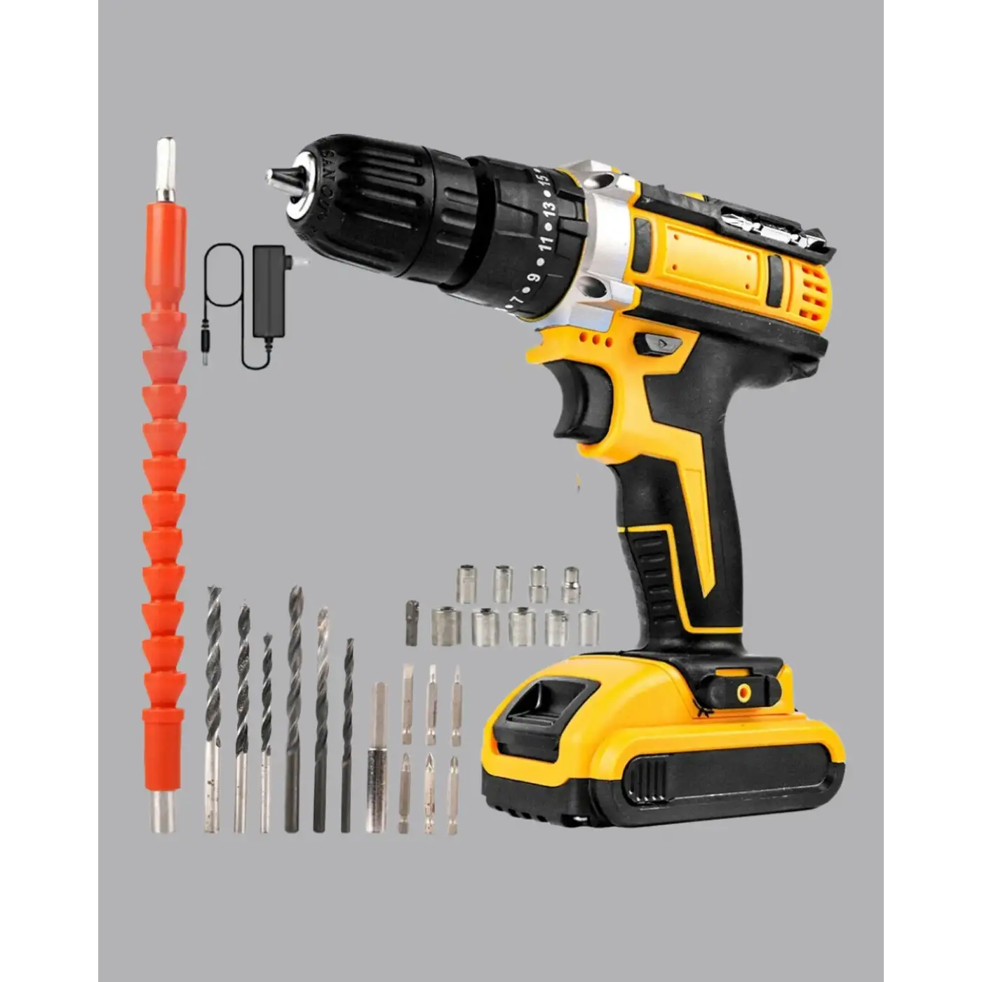 24 Parça Çift Bataryalı Akülü Darbeli Matkap – Güçlü Motor, Metal Dişli, LED Işıklı
