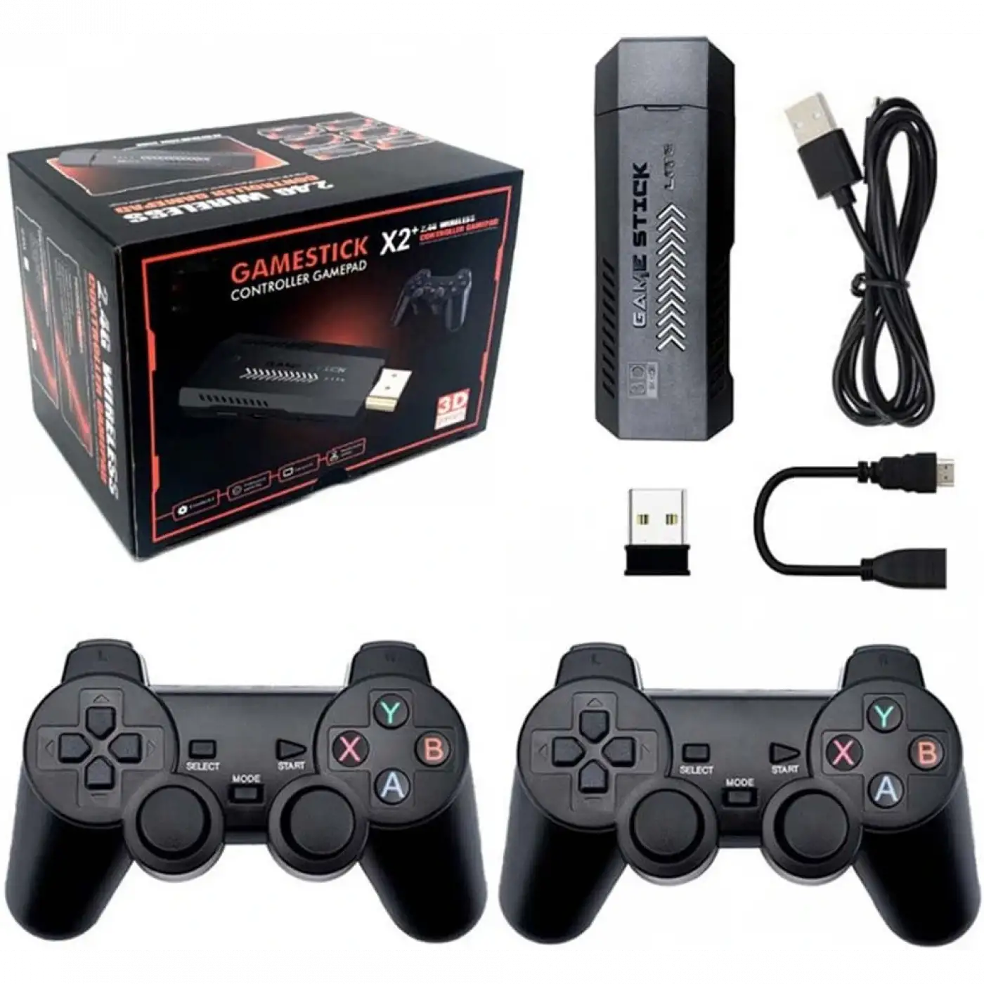 2.4g Kablosuz Denetleyici Hd 4K Hd Video 2 Kollu Oyun Konsolu Oyun Seti