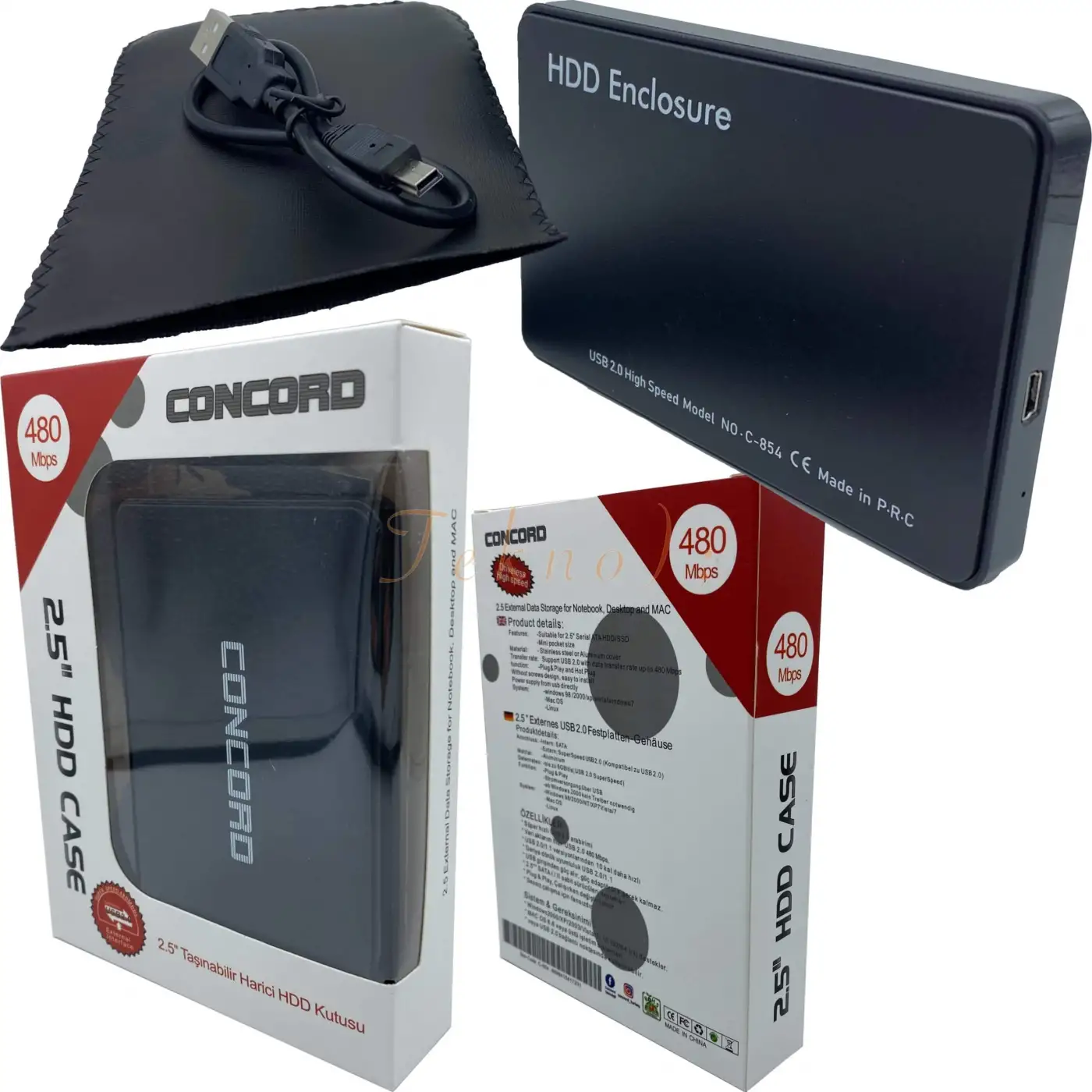 2.5” USB 3.0 / 6 Gbps Sata Harddisk Hdd Kutusu Concord C-855