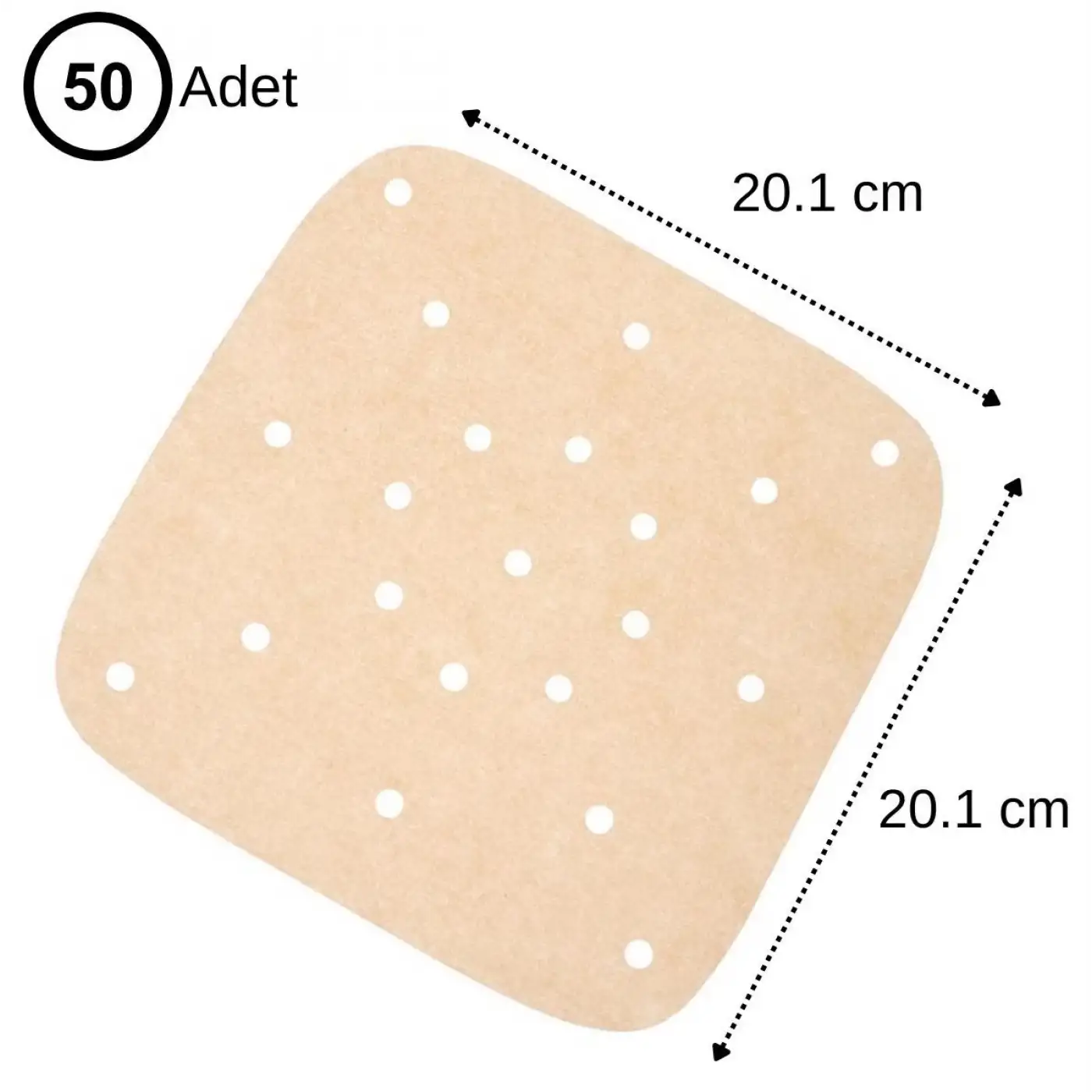 250 Adet Air Fryer Pişirme Kağıdı Tek Kullanımlık Hava Fritöz Yağ Geçirmez Yapışmaz Gıda Pişirme Kağıdı Delikli Kare Model