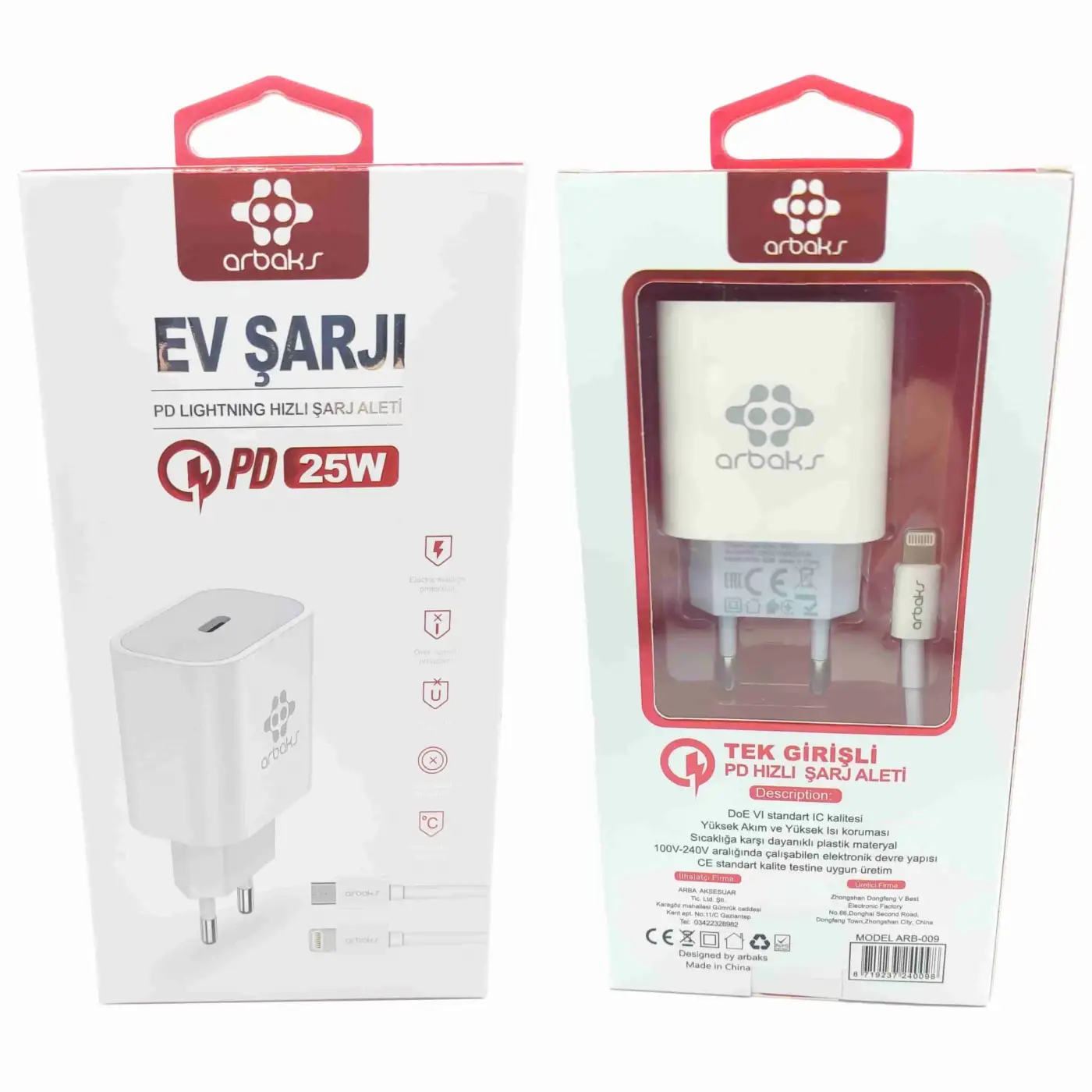 25W PD QC3 TYPE-C To İphone Şarj Aleti Arbaks ARB-013L