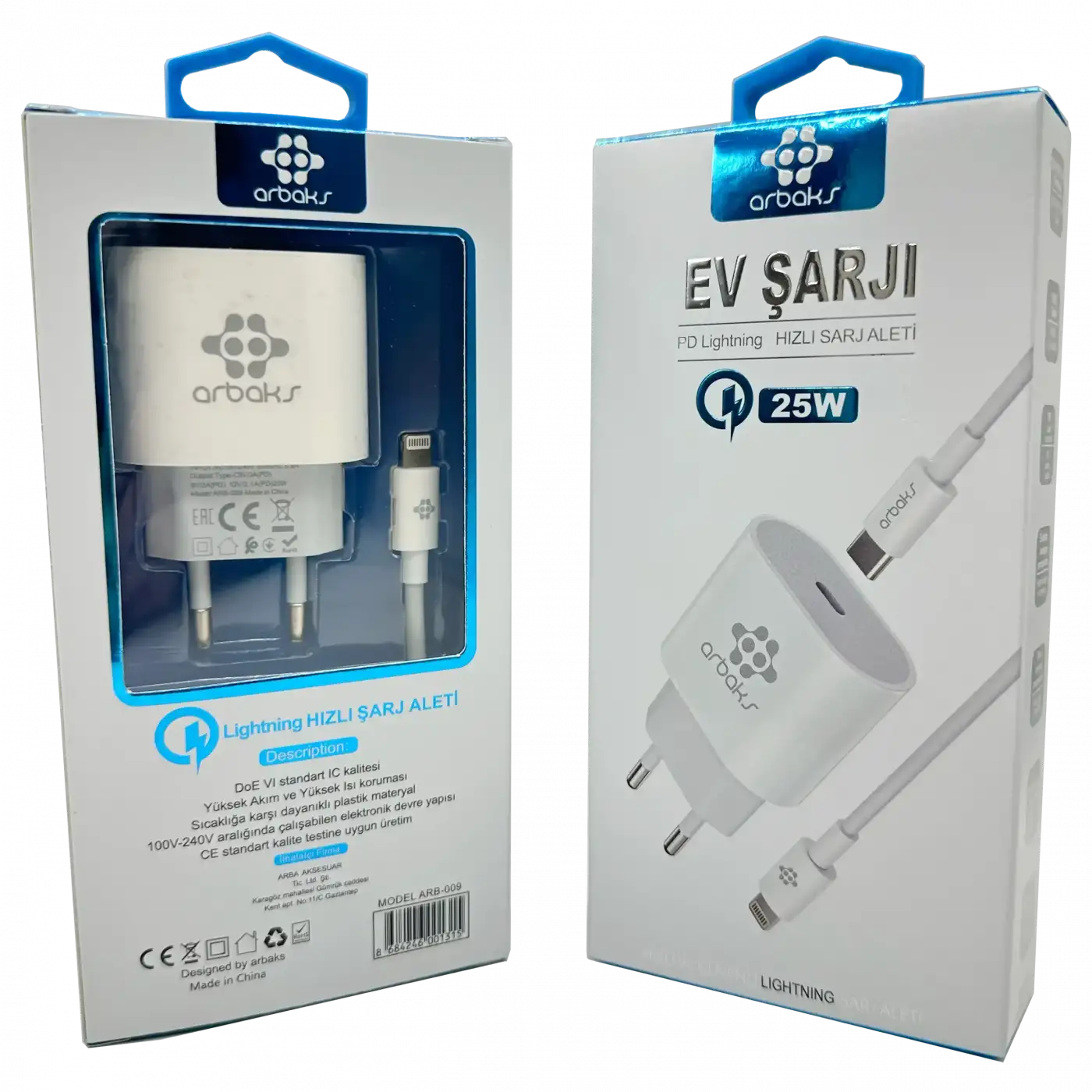 25W PD QC3 TYPE-C To İphone Şarj Aleti Arbaks ARB-013L