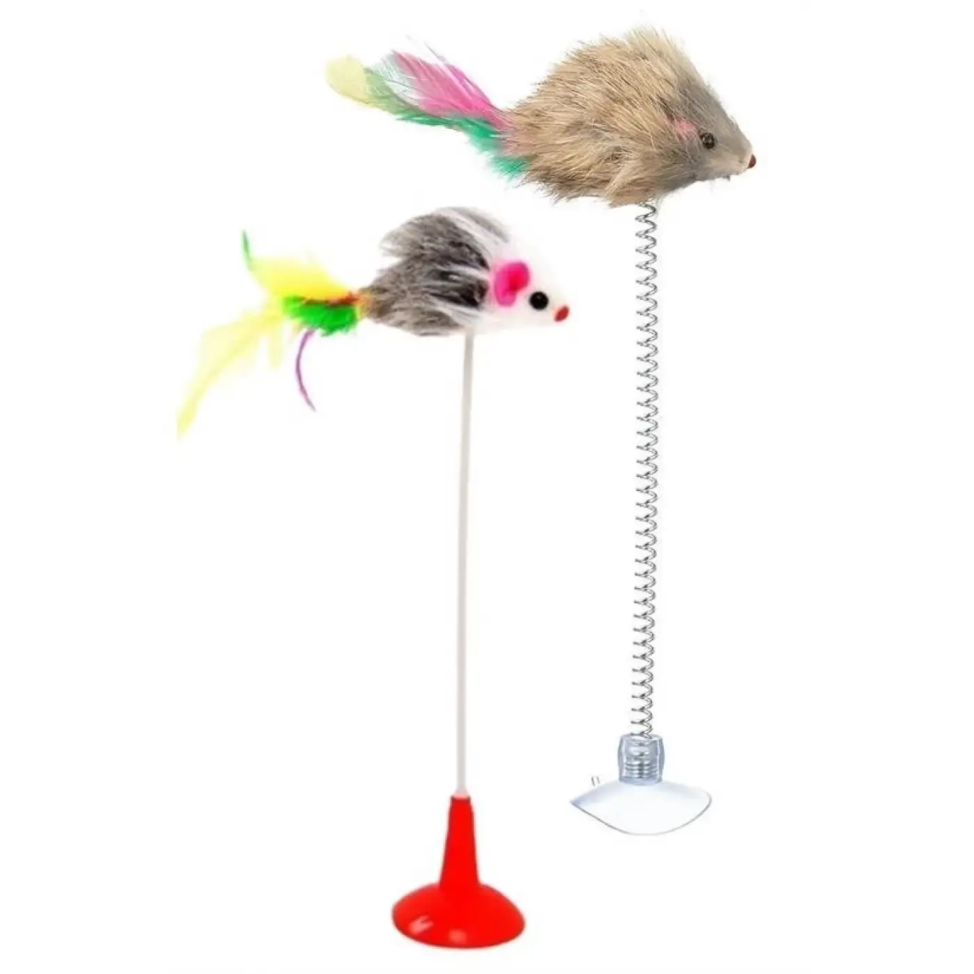 2li Vantuzlu Fareli Tüylü Hareketli Çanlı Ve Esneyen Eğlenceli Peluş Kedi Oyuncağı