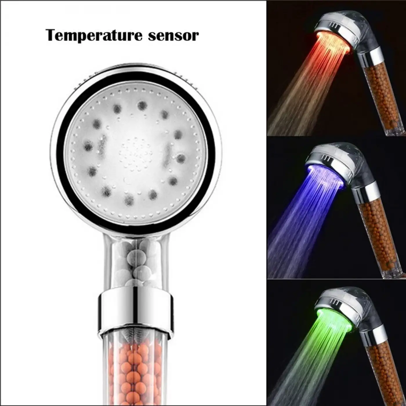 3 Adet Tasarruflu Boncuklu Ledli Duş Başlık-pil veya Elektrik Gerekmez Kinetik Enerjili