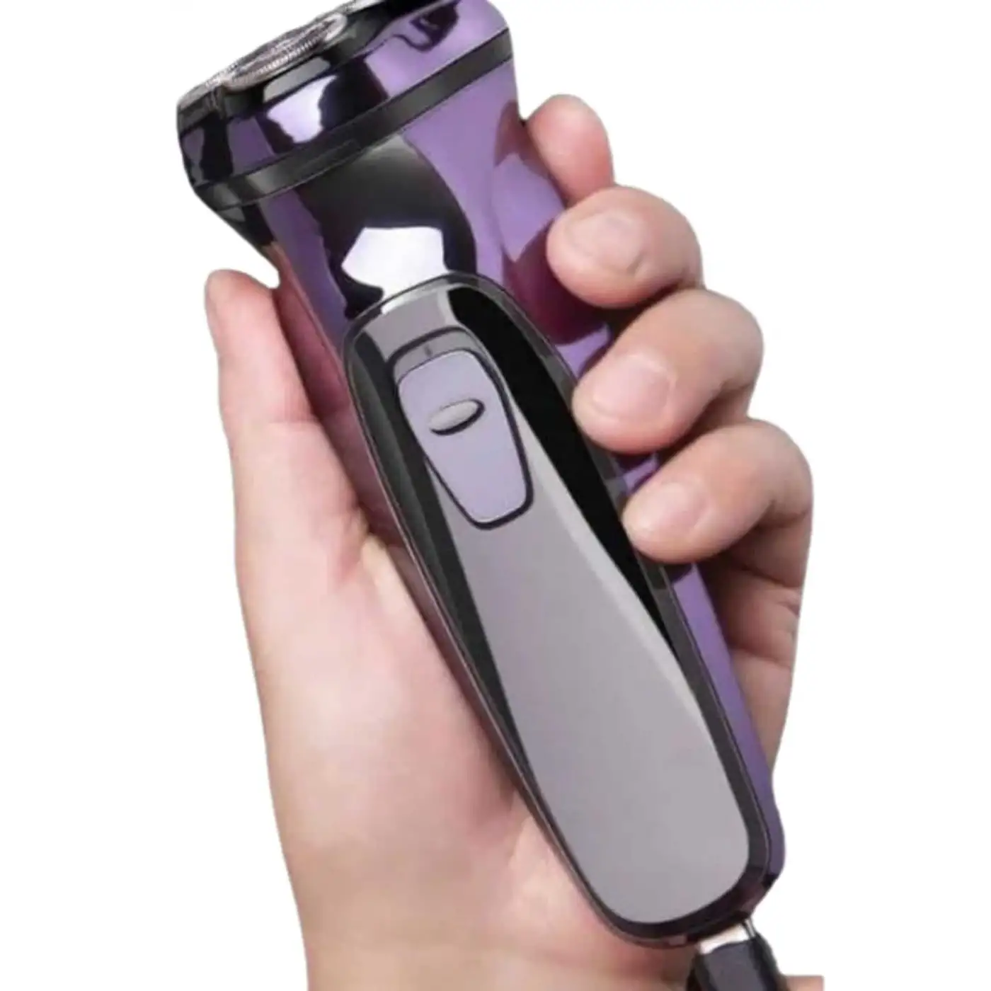 3 Bıçaklı Döner Başlıklı Sakal Sıfır Alma Tıraş Makinesi Profesyonel Paslanmaz Çelik