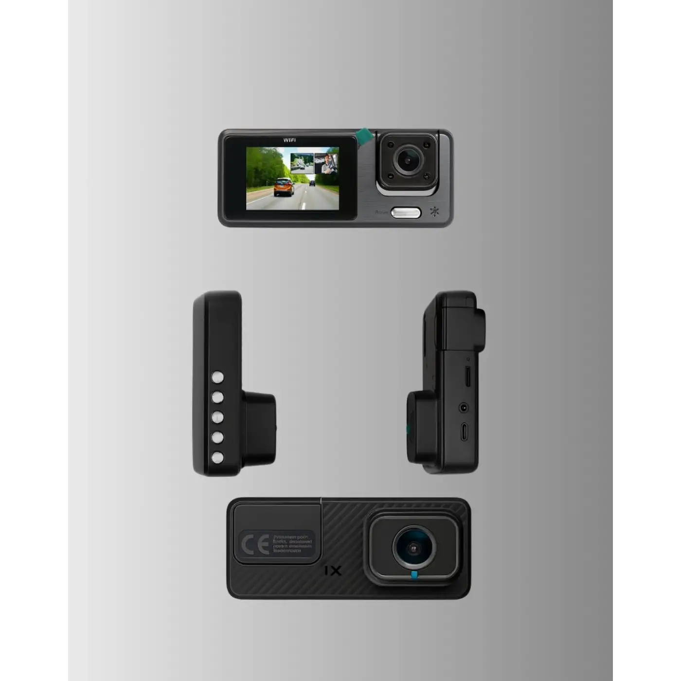 3 Kameralı Araç İçi DVR Kayıt Cihazı  Ön İç Arka Kamera Full HD