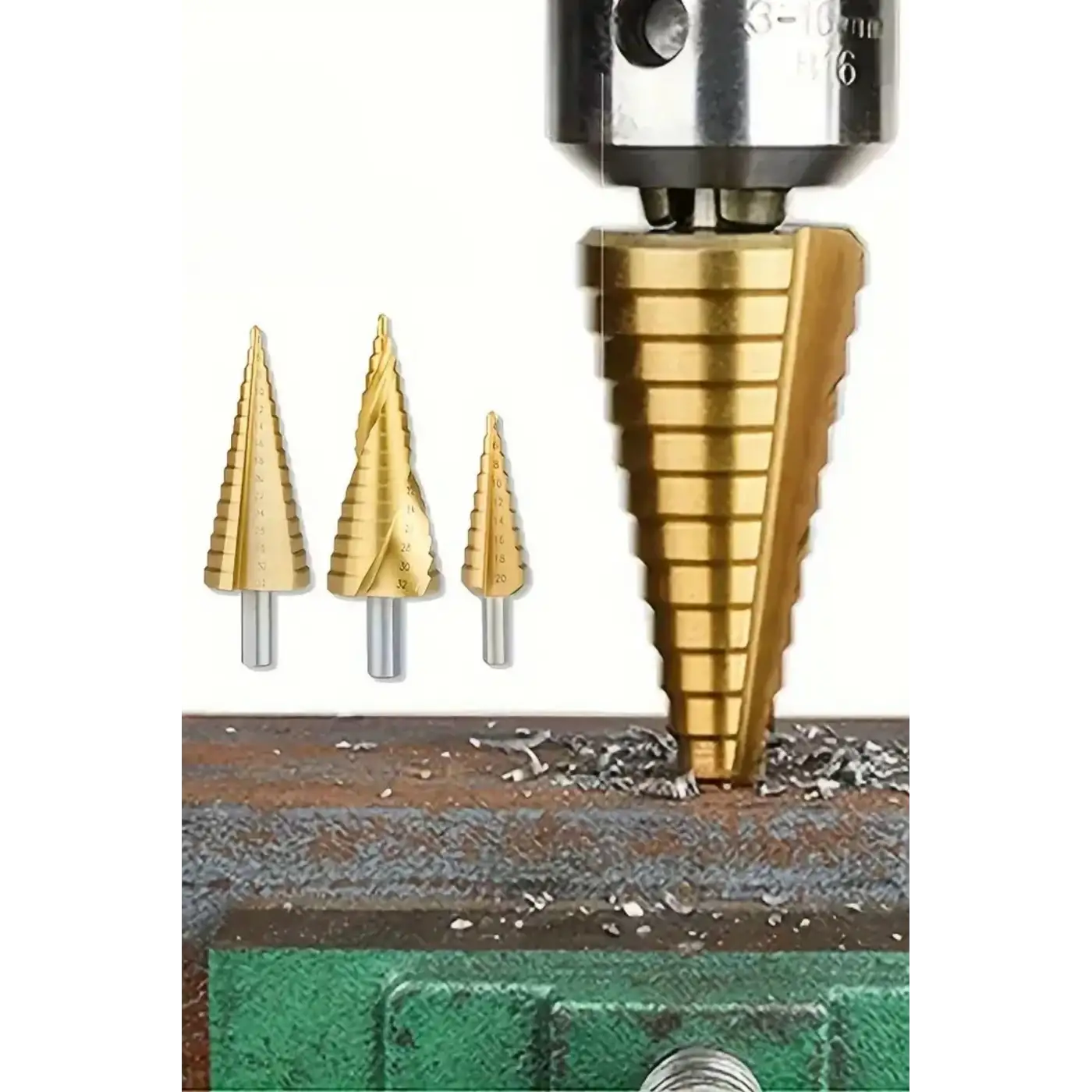 3 Parça Kademeli Matkap Ucu Paslanmaz Uç Alüminyum Sac Demir Delme Seti