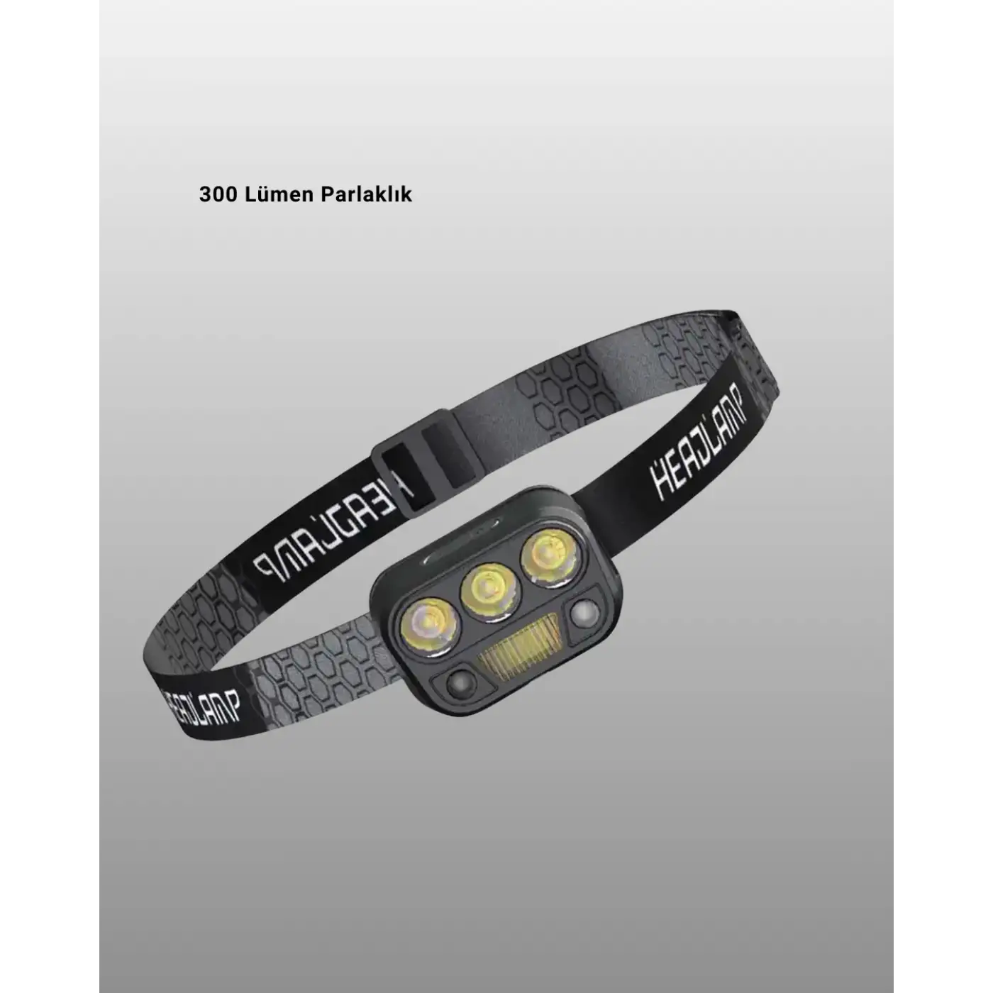 300 Lümen Sensörlü LED Kafa Lambası USB Şarjlı SOS Modlu