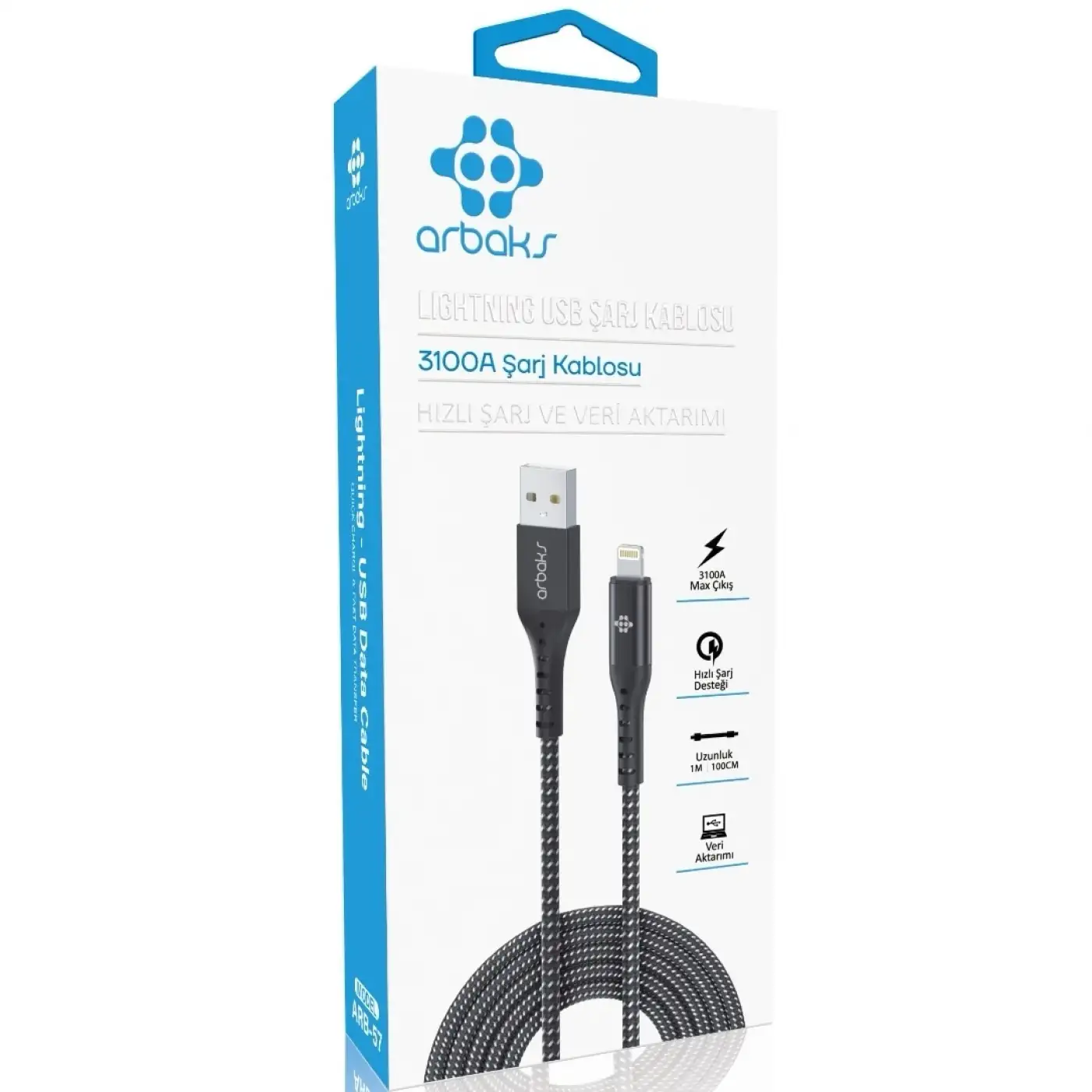 3.1A iphone Şarj Kablosu Arbaks ARB-57