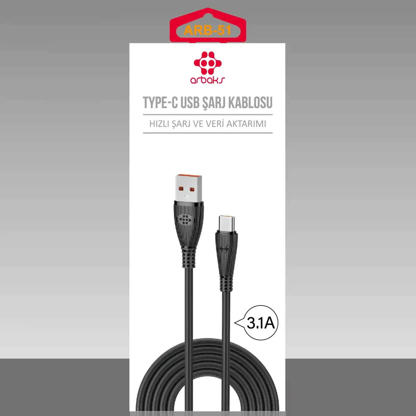 3.1A TYPE-C Şarj Kablosu Arbaks ARB-51