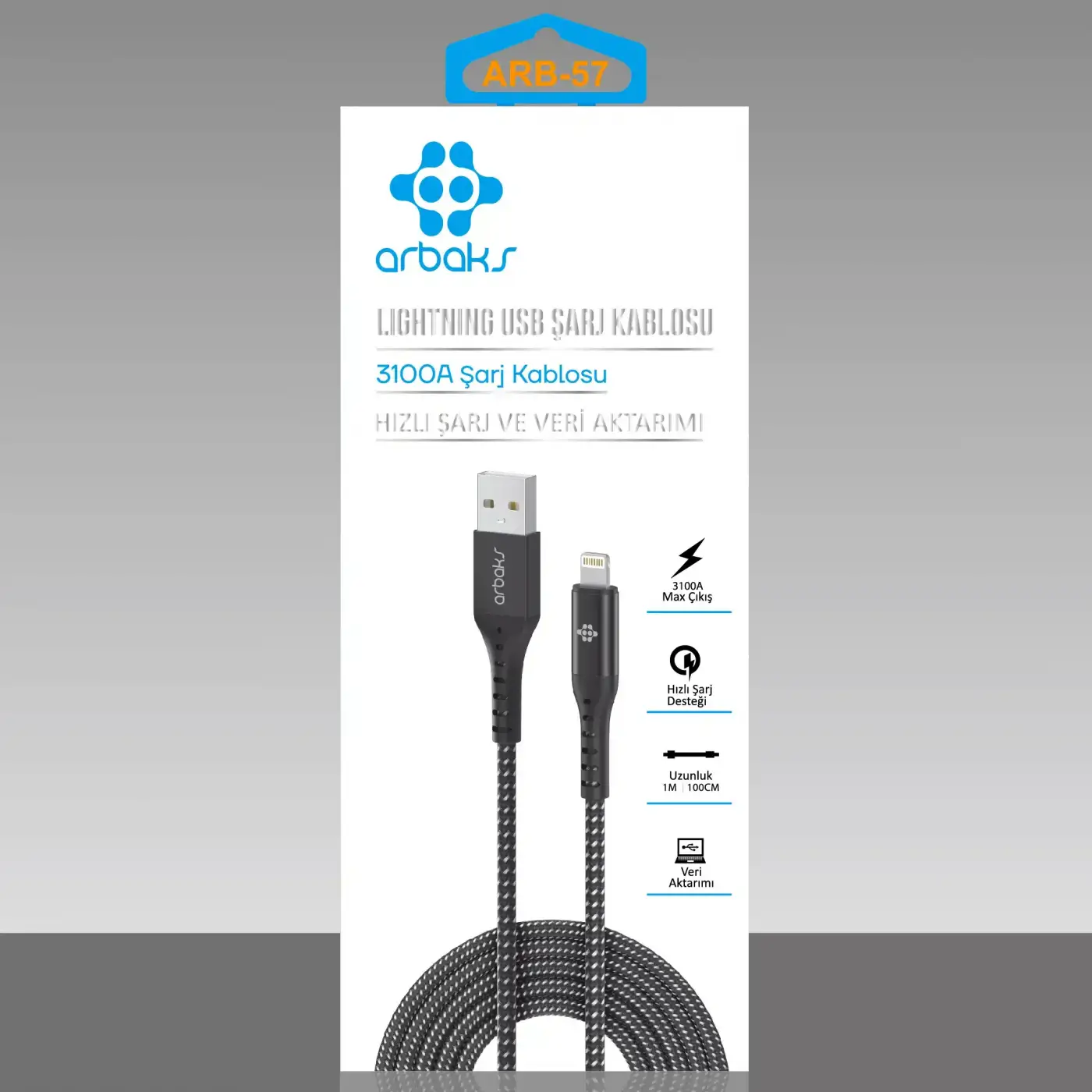 3.1A TYPE-C Şarj Kablosu Arbaks ARB-56