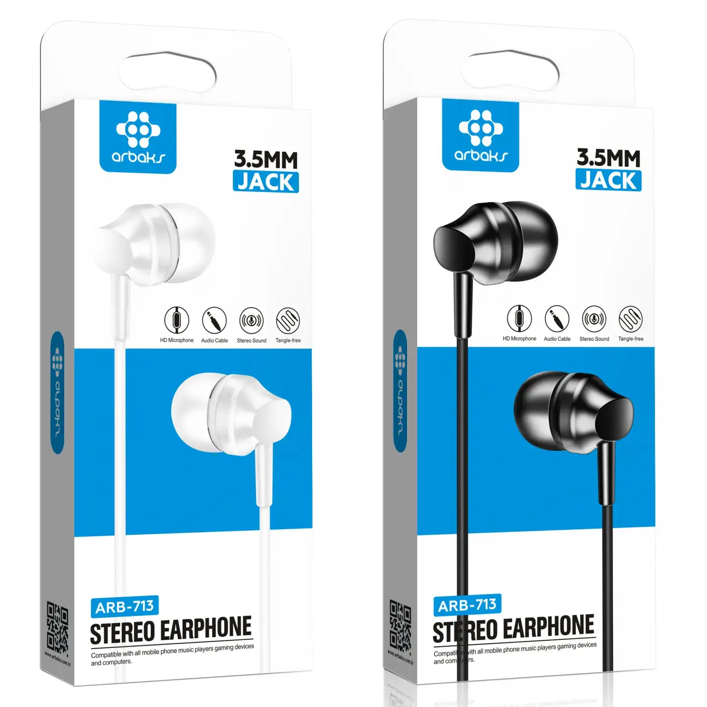 3.5mm Mikrofonlu Kulaklık Arbaks ARB-713 (BEYAZ)