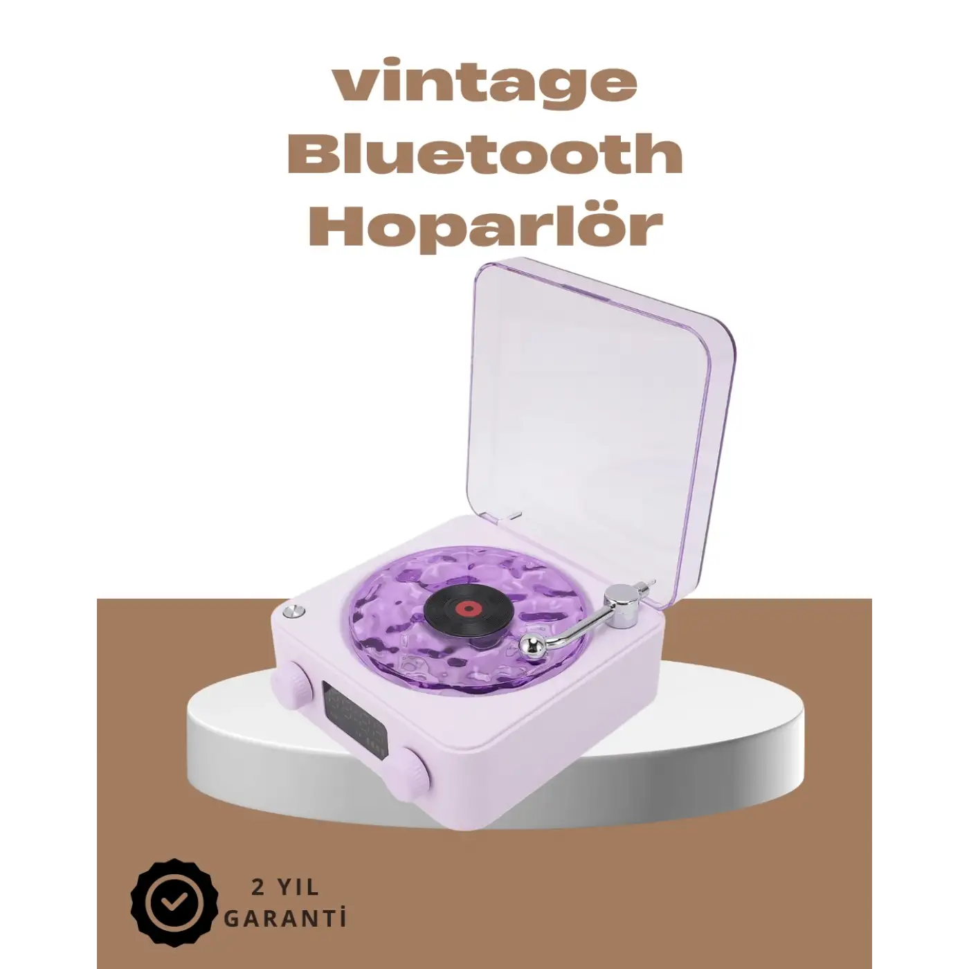 360° Sesli Kablosuz Hoparlör – Retro Tasarım ve Projektör Işığı