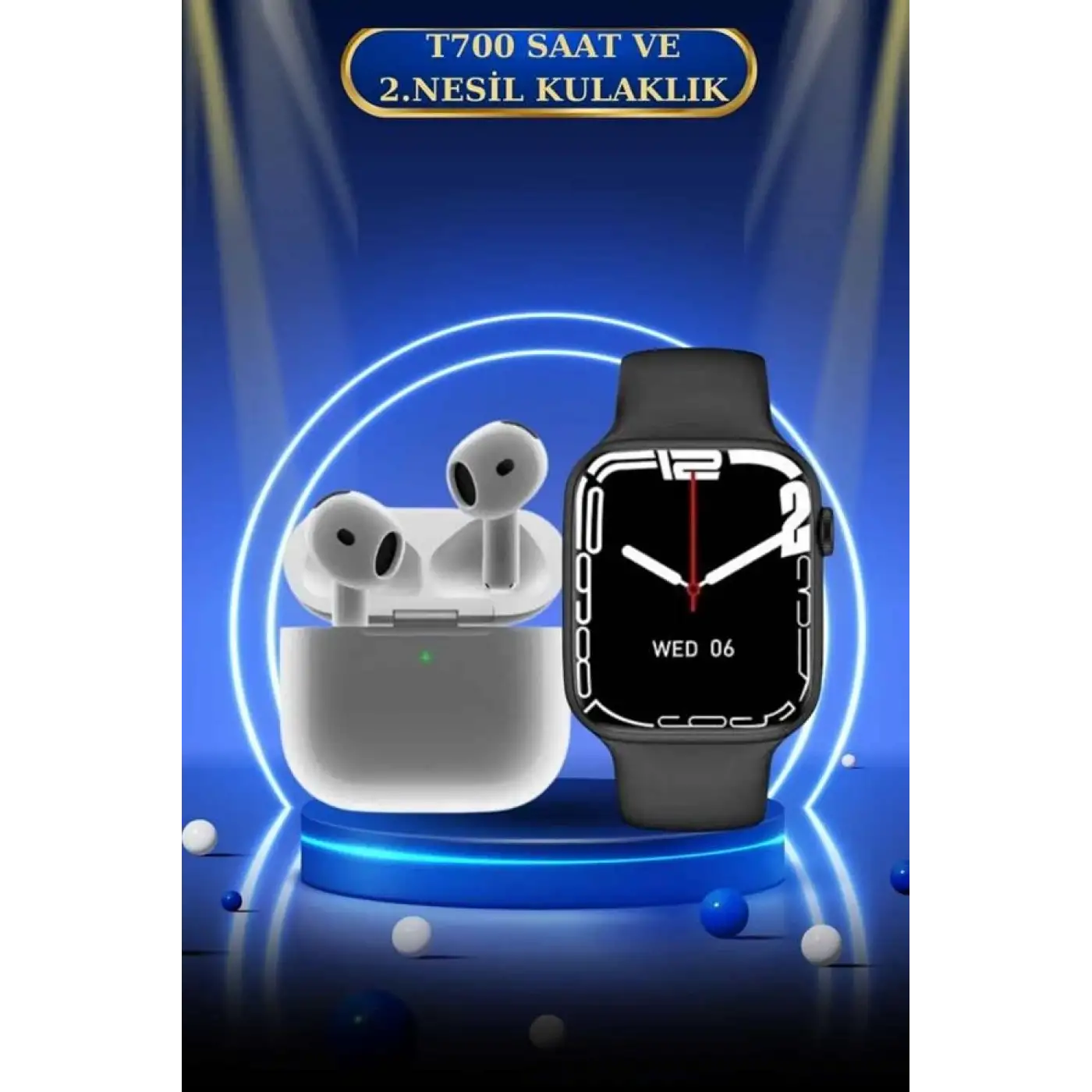 3.Nesil TWS Bluetooth Kulaklık ve Dokunmatik Ekran Akıllı Saat Sesli Görüşme