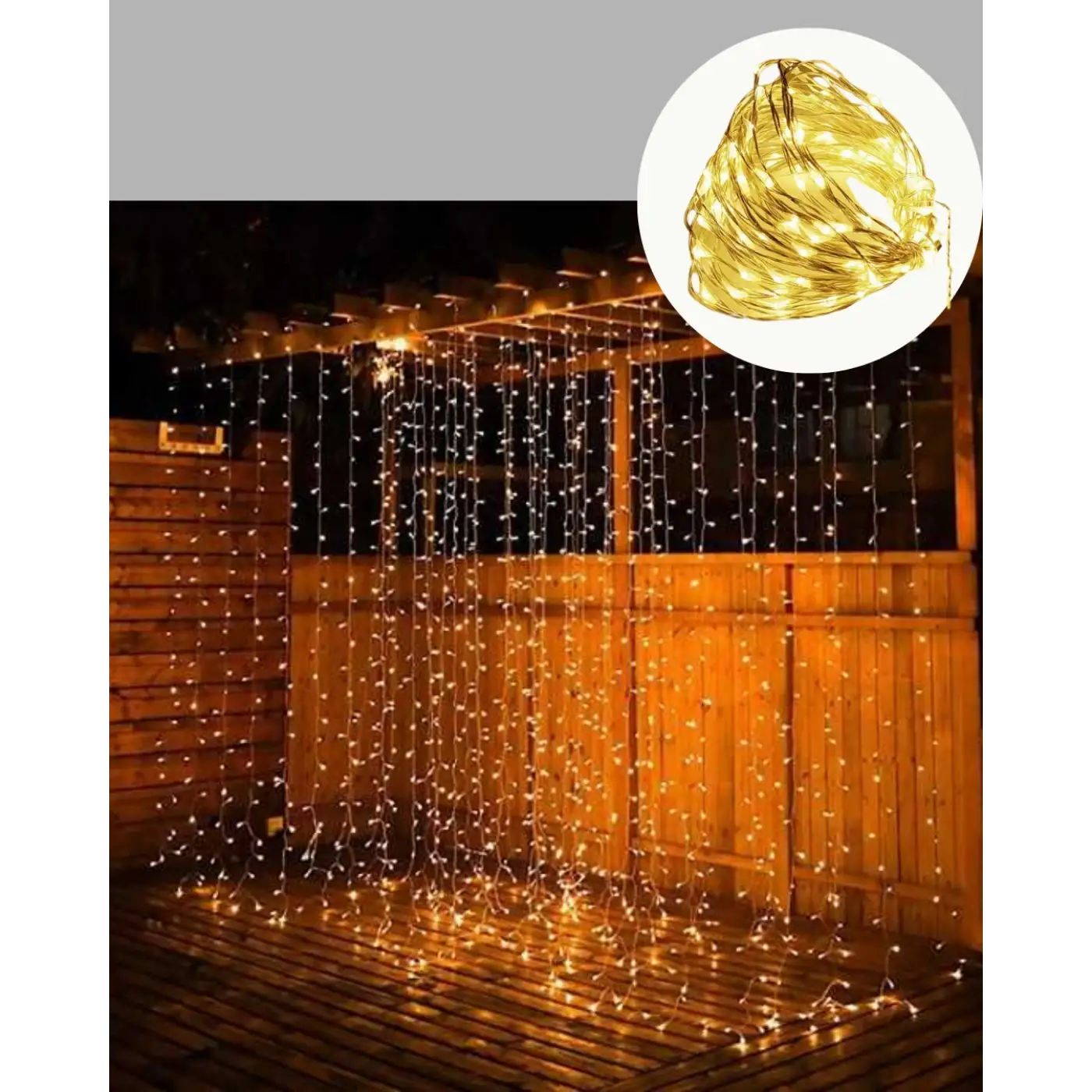 3x3 Metre Perde LED Işık Sıcak  Şelale Tasarım Dekoratif Aydınlatma