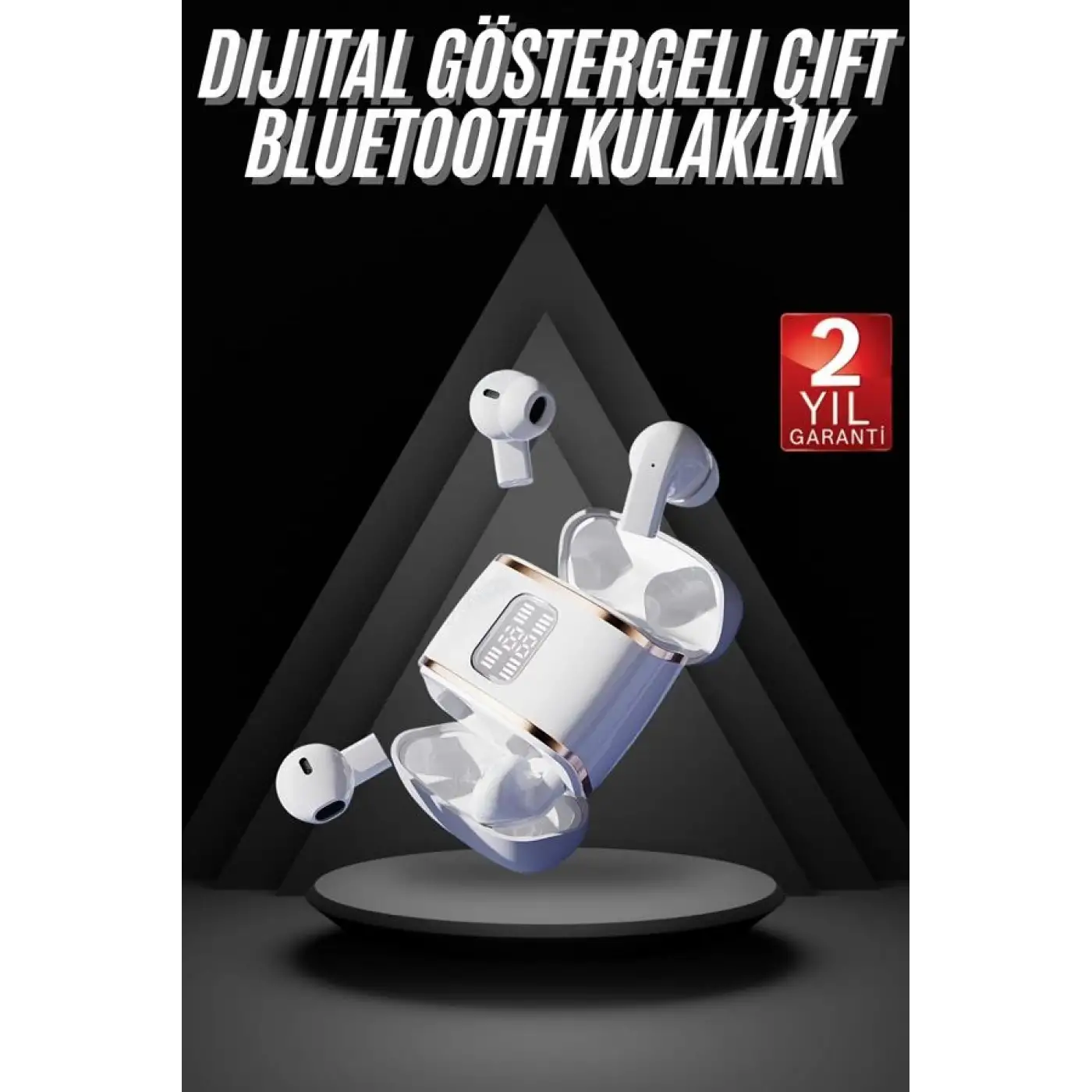 4 Adet Çift Kulaklık Dijital Göstergeli Yüksek Ses Kaliteli Bluetooth Kulaklık