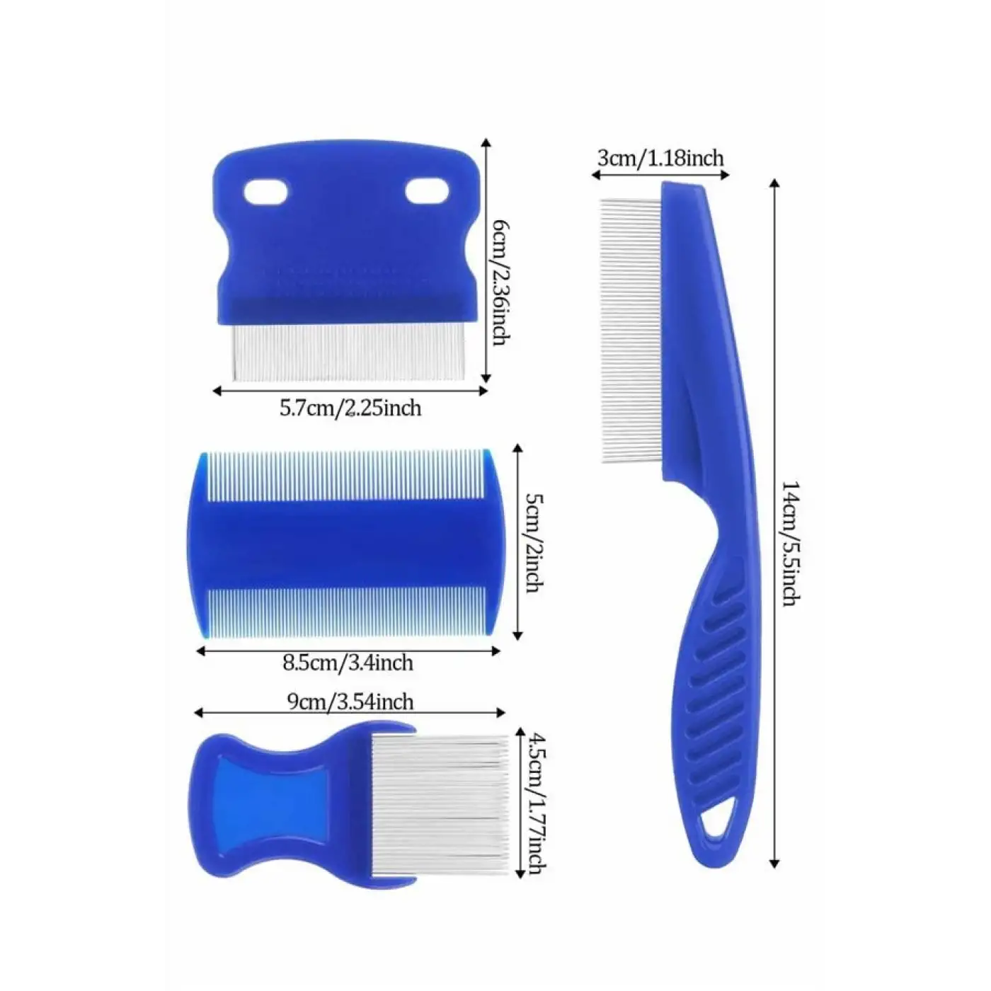 4lü Bit Pire Tarağı Set Kedi Köpek Evcil Hayvan Tüy Toplayıcı Mavi