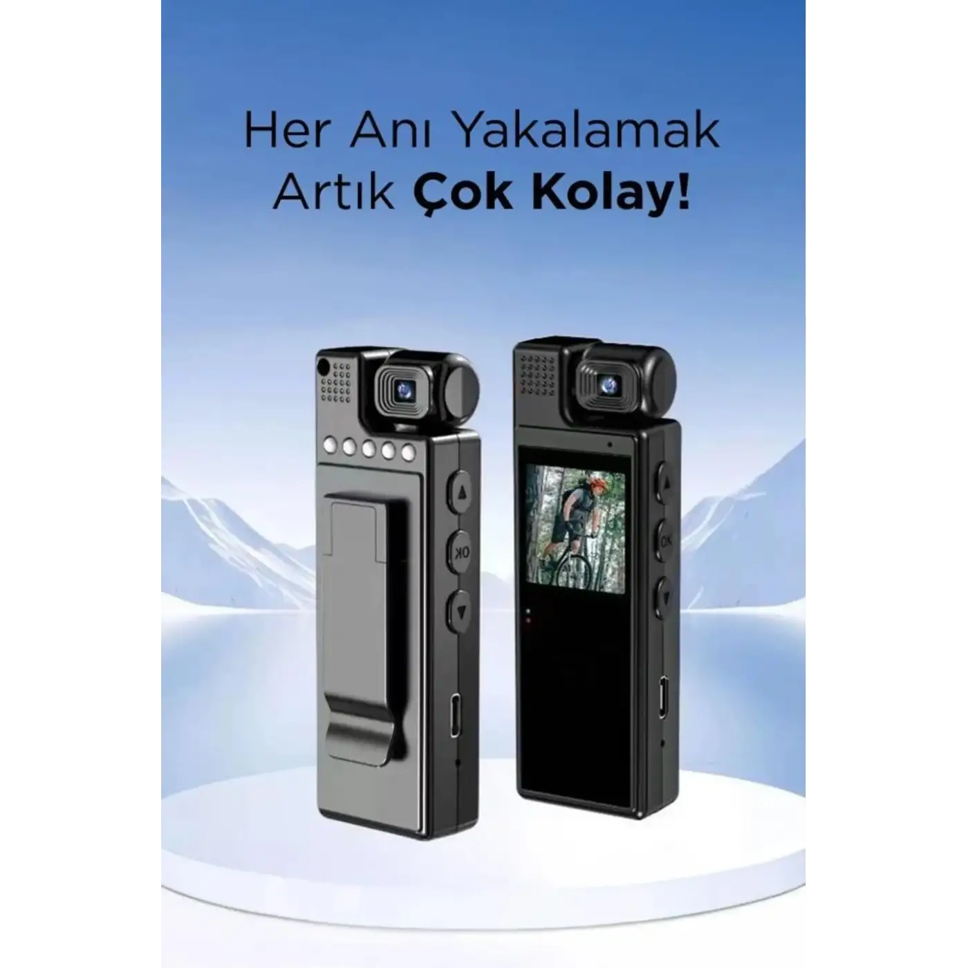 4k 180 Derece Vücut Kamerası Wifi Gece Görüşlü Aksiyon Kamerası