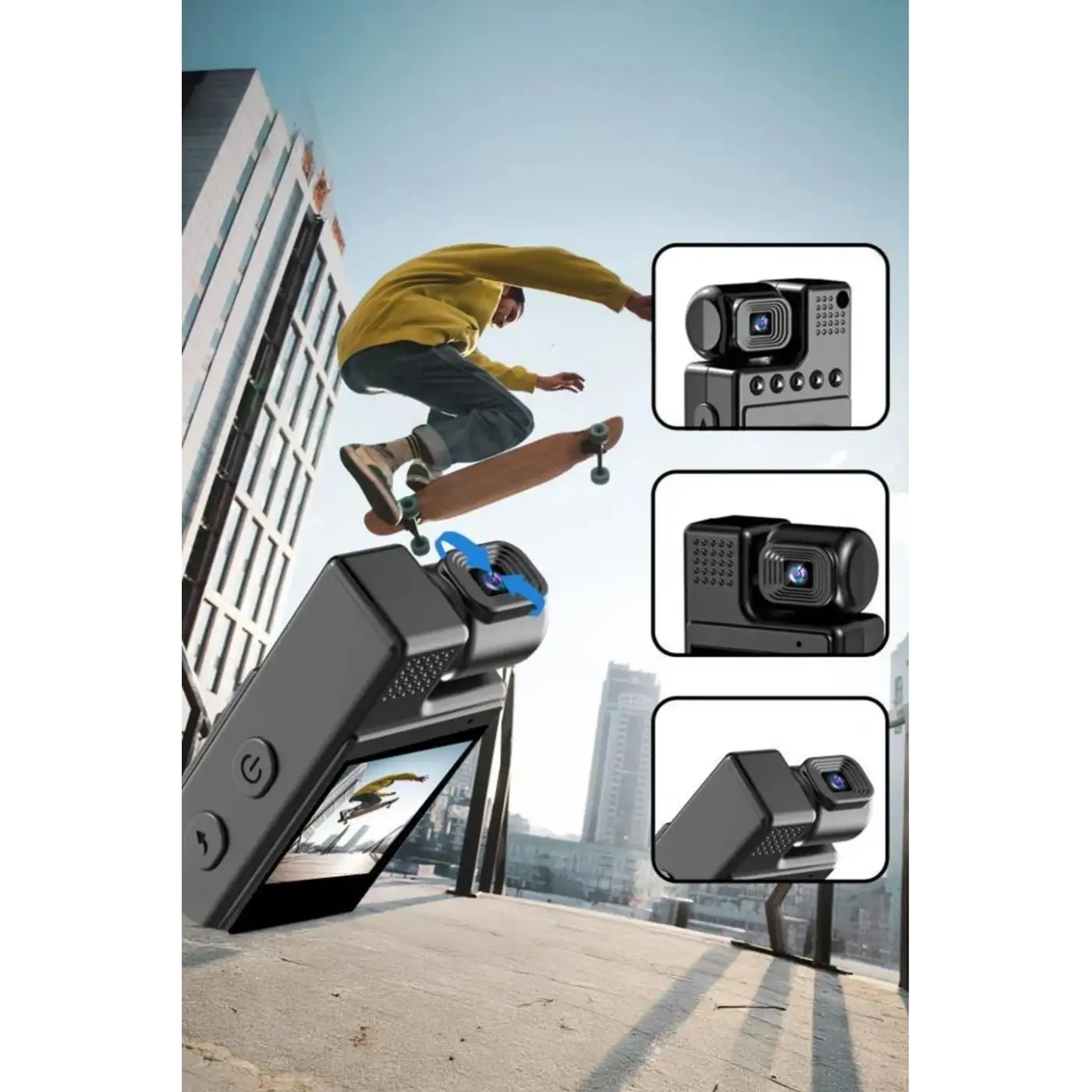 4k 180 Derece Vücut Kamerası Wifi Gece Görüşlü Aksiyon Kamerası