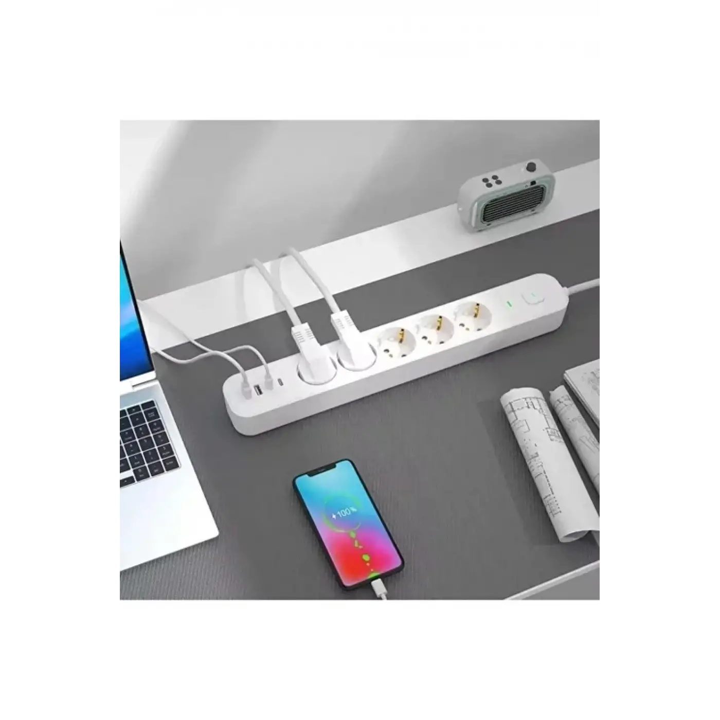 5 Prizli Akım Korumalı Uzatma Kablosu | 2xusb-a + 2xusb-c | 3680w - 2m Kablo