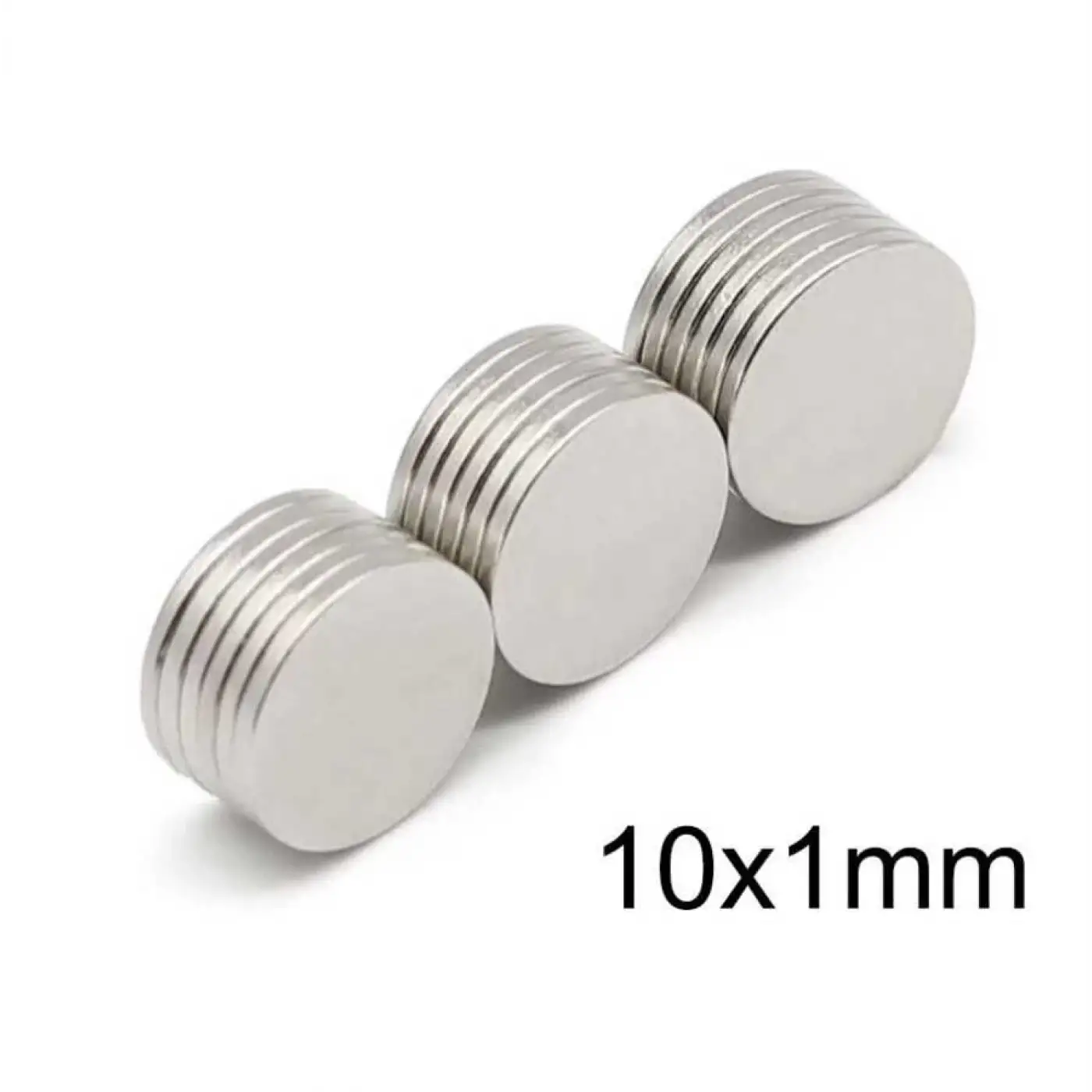 50 Adet 10x1mm Yuvarlak Neodyum Mıknatıs Güçlü Dayanıklı Magnet Nikel Kaplama